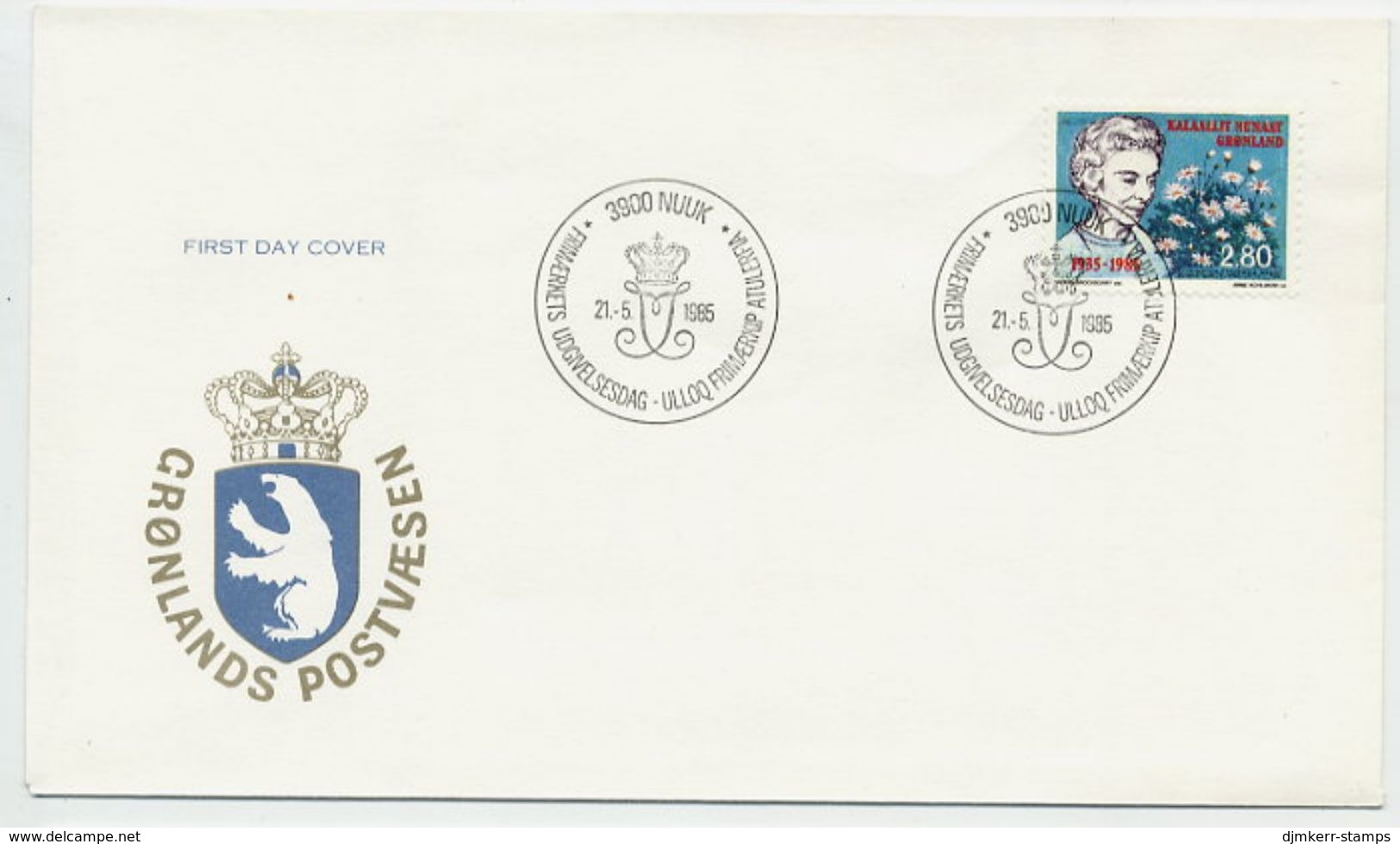 GREENLAND 1985 Arrival Of Queen Ingrid On FDC. Michel 159 - FDC