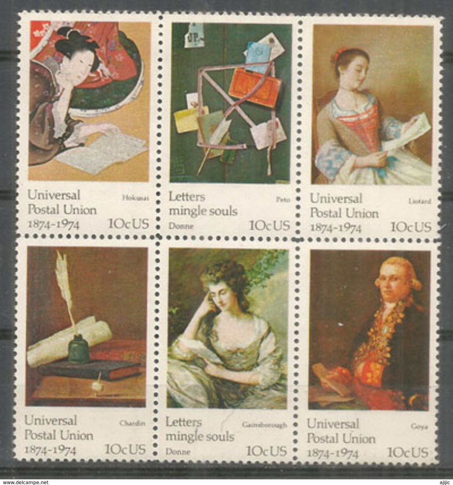 Tableaux D'artistes Célèbres: Chardin,Liotard,Goya,Gainsborough,Hokusai,etc. 6 Timbres Neufs ** - Nuovi