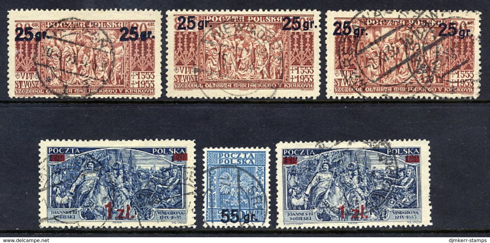 POLAND 1934 Surcharges With All Types, Used.  Michel 291 IA+B, 291 II, 292, 293 I+II - Oblitérés