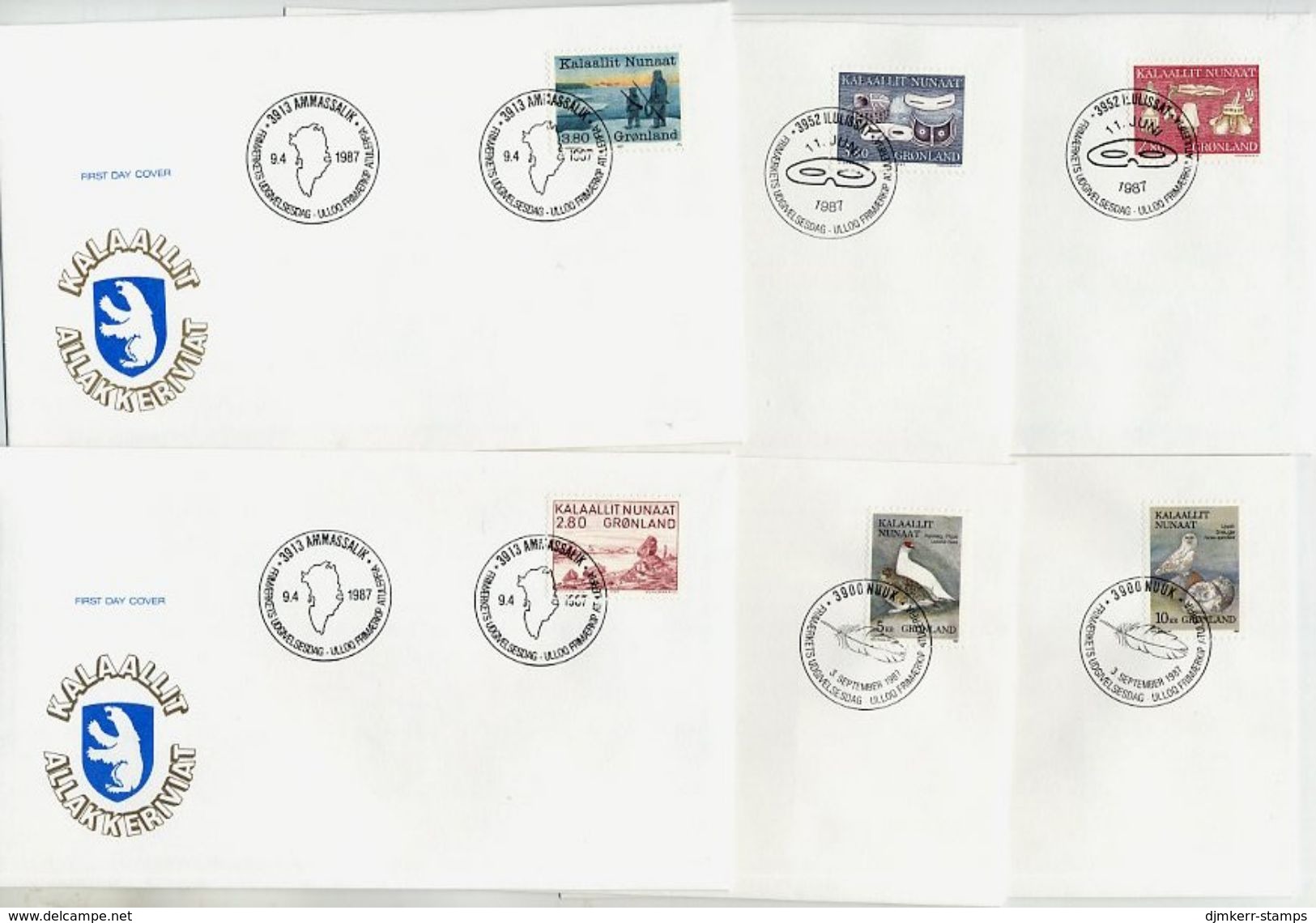 GREENLAND 1987 Complete Issues On FDC  Michel 172-77, Blk.1-2 - FDC