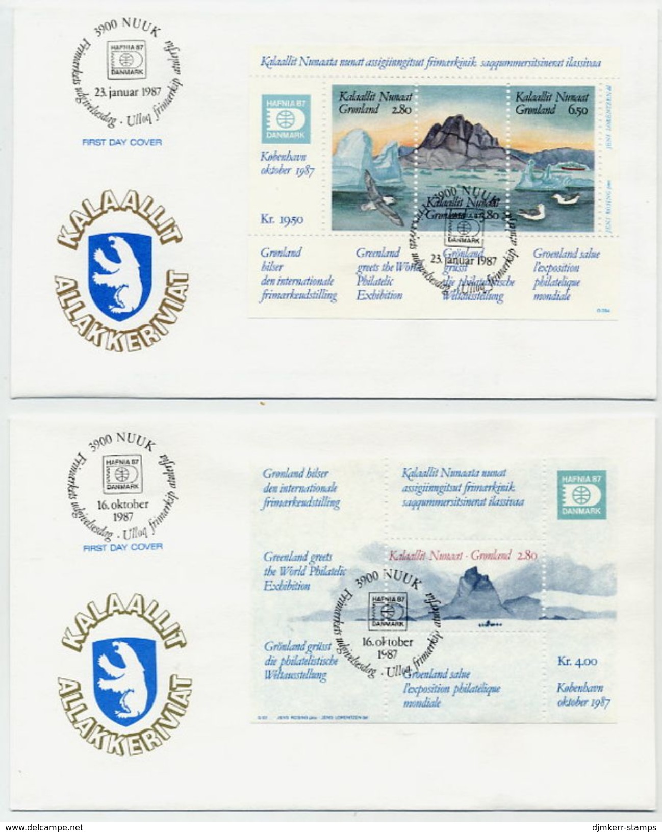 GREENLAND 1987 Complete Issues On FDC  Michel 172-77, Blk.1-2 - FDC