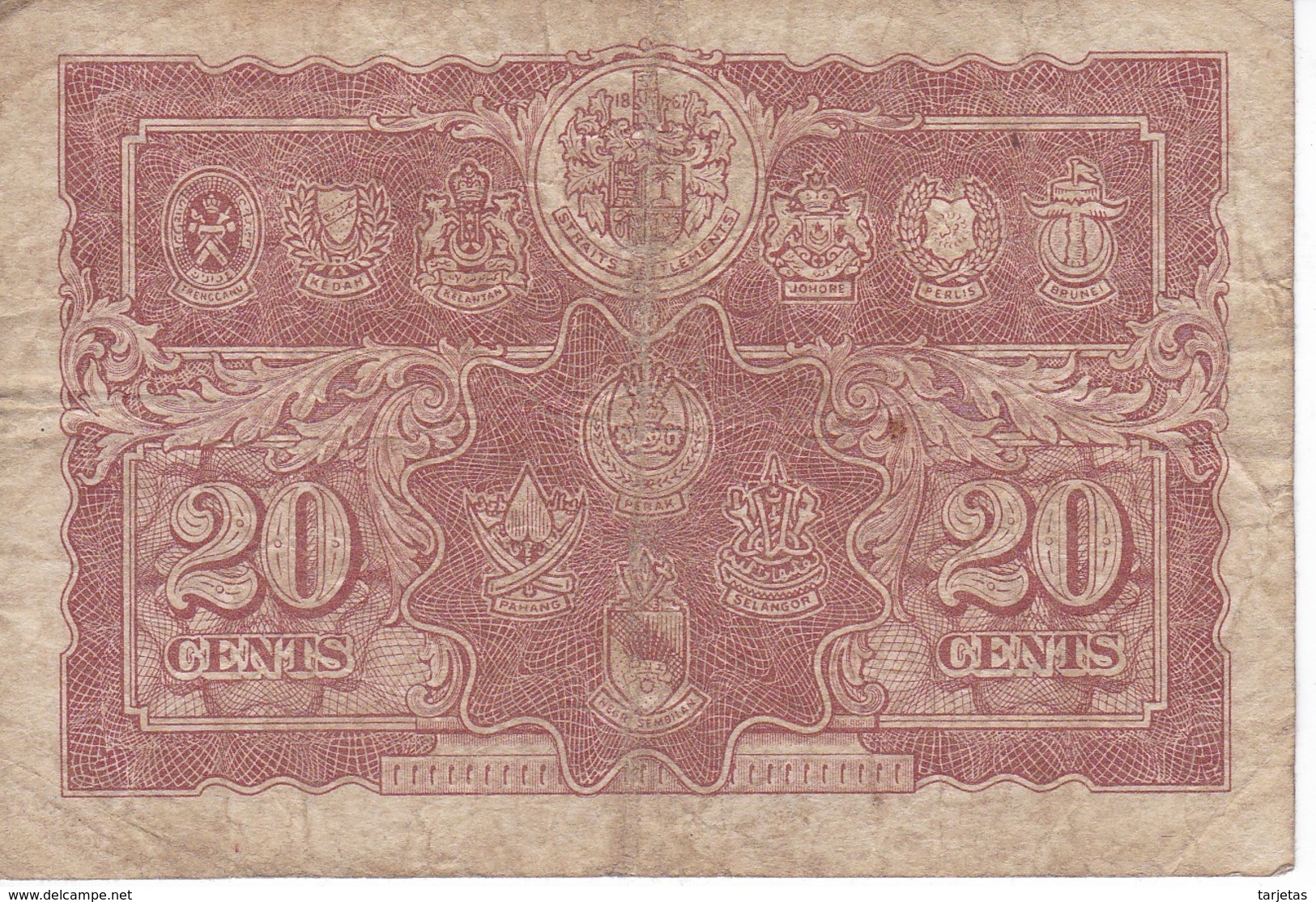 BILLETE DE MALASIA DE 20 CENT DEL AÑO 1941 (BANKNOTE) - Malasia