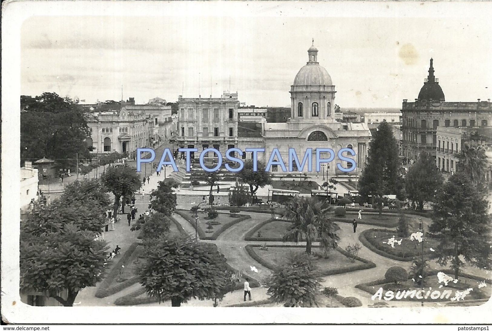 83806 PARAGUAY ASUNCION VIEW PARTIAL SQUARE SPOTTED  POSTAL POSTCARD - Paraguay