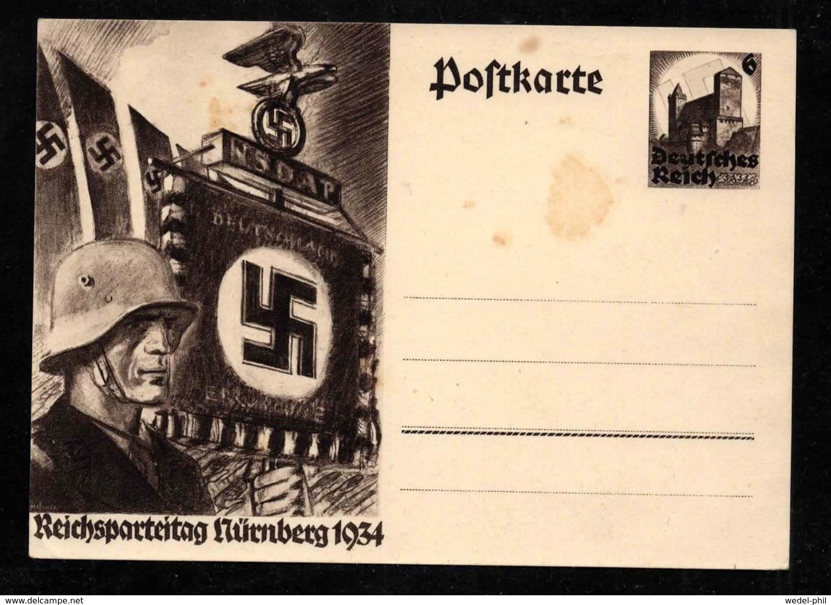 DC09# Alte AK Ansichtskarte Propaganda-Ganzsache WKII - Reichsparteitag NSDAP 1934 Nürnberg - Weltkrieg 1939-45