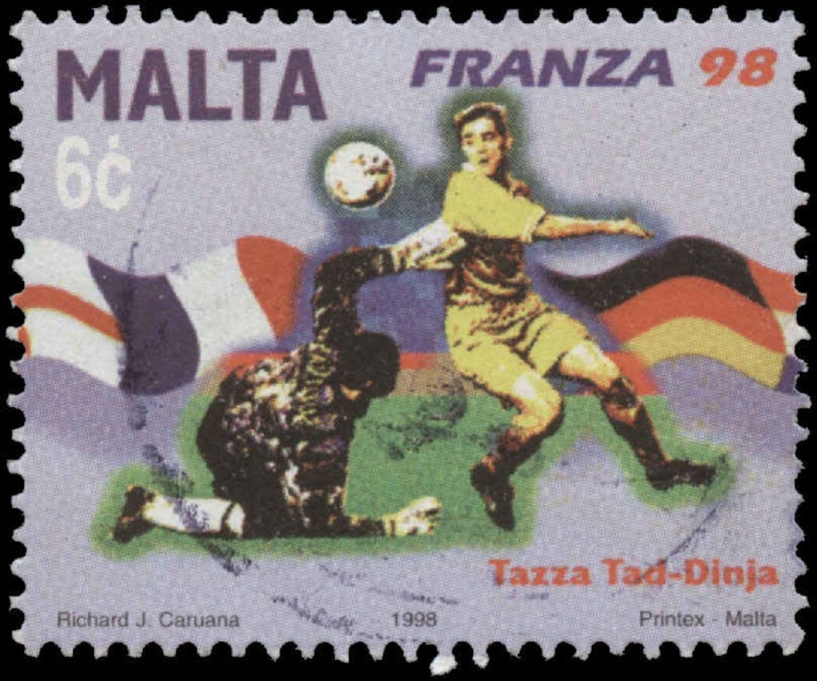 Malta Scott # 950, 6¢ Multicolored (1998) World Cup Soccer, Used - Malte