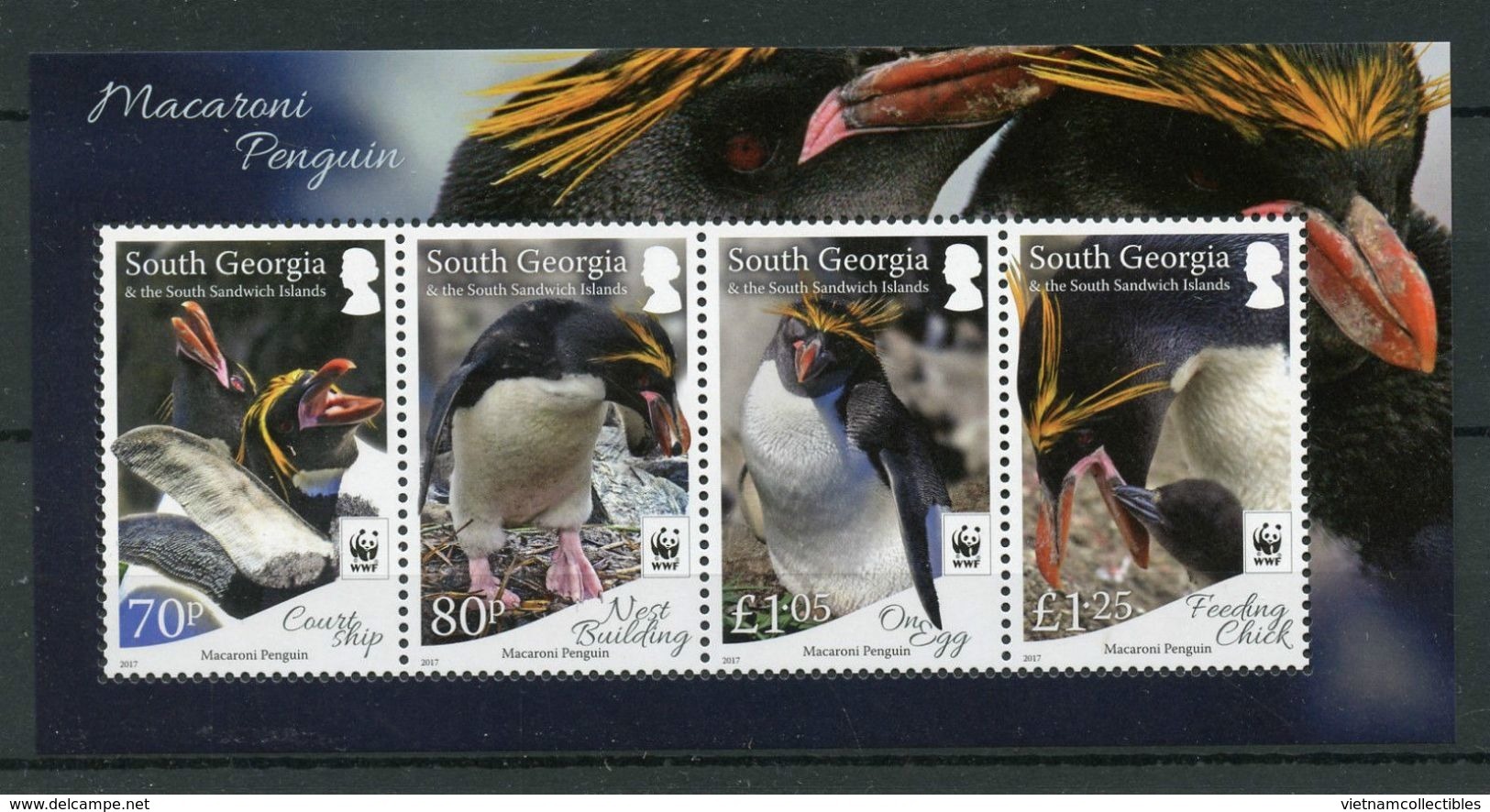 W.W.F. WWF South Georgia & Sandwich Islands MNH Perf Souvenir Sheet 2017 : Macaroni Penguins / Penguin - Unused Stamps