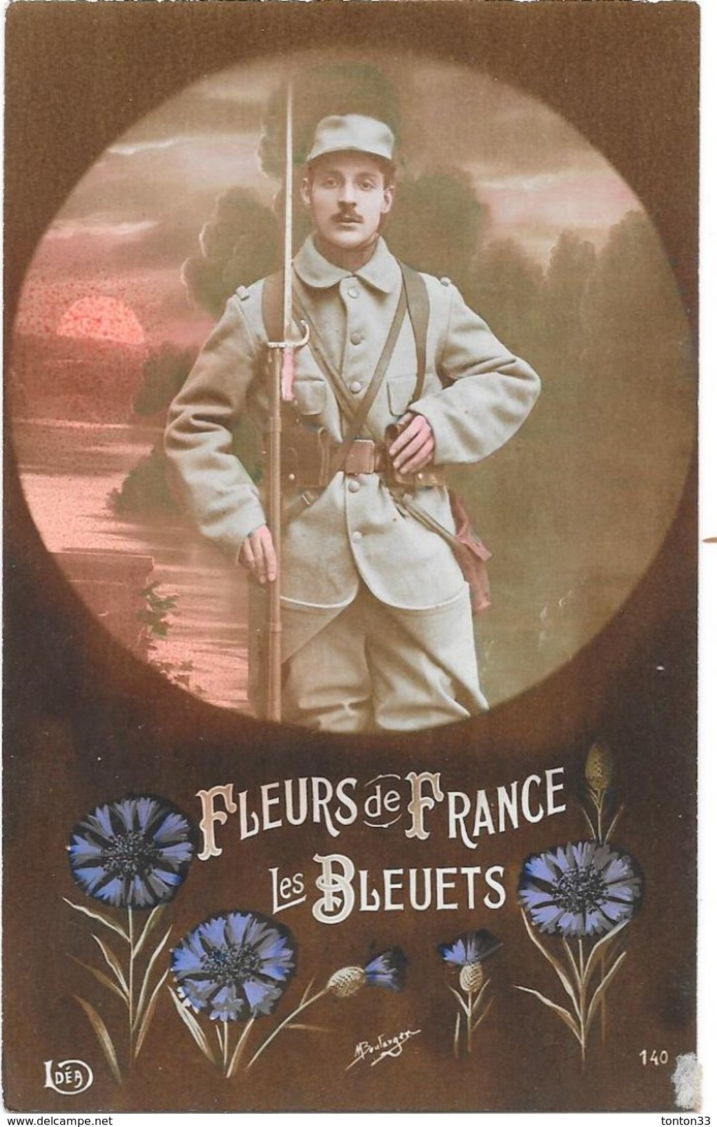 MILITARIA -  CPA COLORISEE - FLEURS De FRANCE  Les BLEUETS  -  NANT3/TON - - Régiments