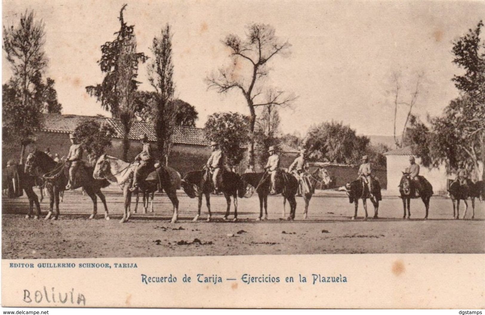 Bolivia 1920-30's Tarjeta Postal "Recuerdo De Tarija" Ejercicios En La Plazuela. See. - Bolivie