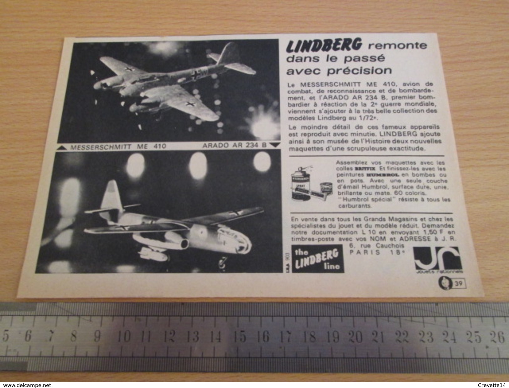 Page De Revue Des Années 60/70 : MAQUETTES PLASTIQUE LINDBERG, Format : 1/2 Page A4 - Vliegtuigen