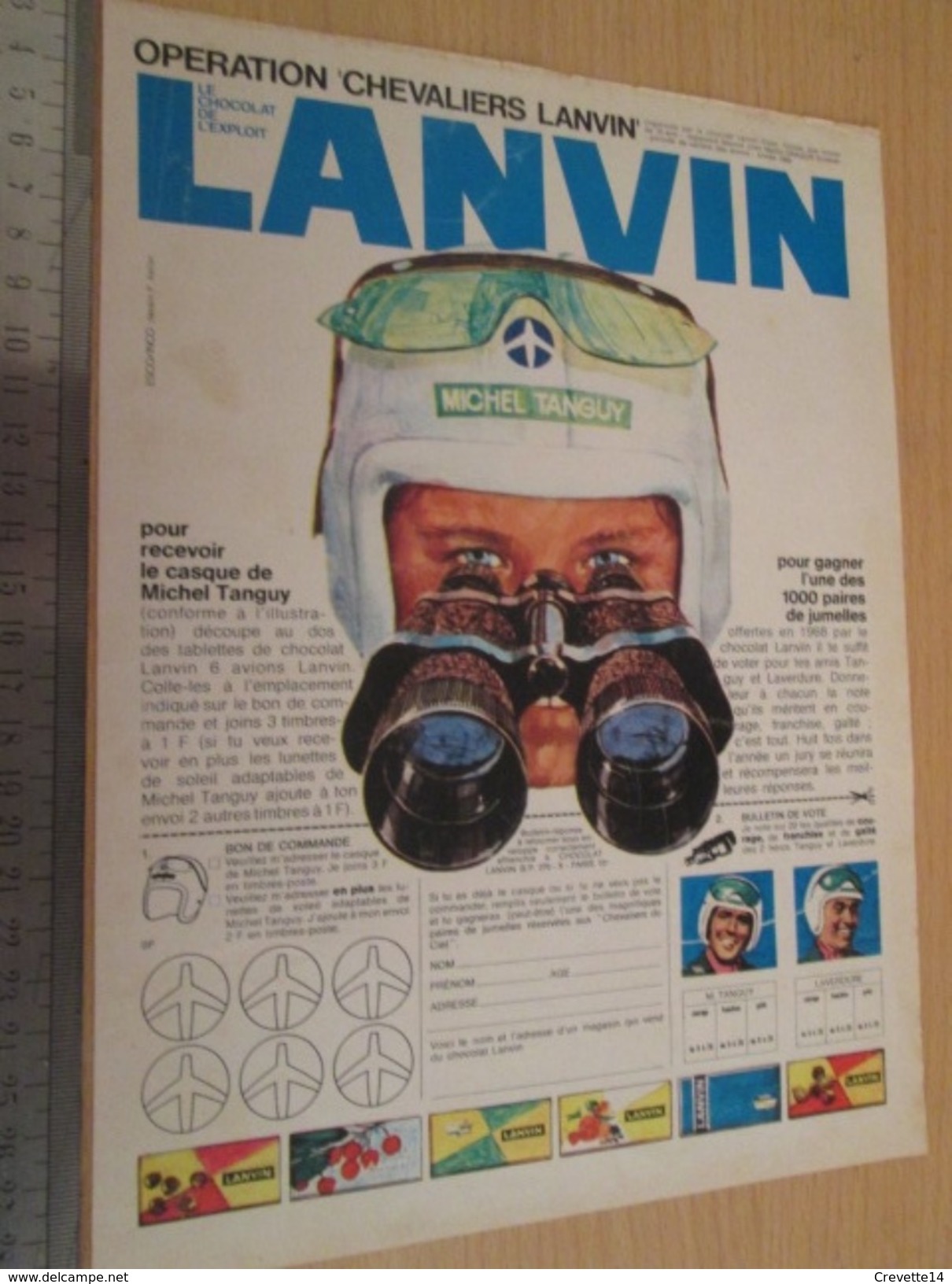 Page De Revue Des Années 60/70 : PUBLICITE CHOCOLAT LANVIN CHEVALIERS DU CIEL  , Dimension Page  A4 - Tanguy Et Laverdure