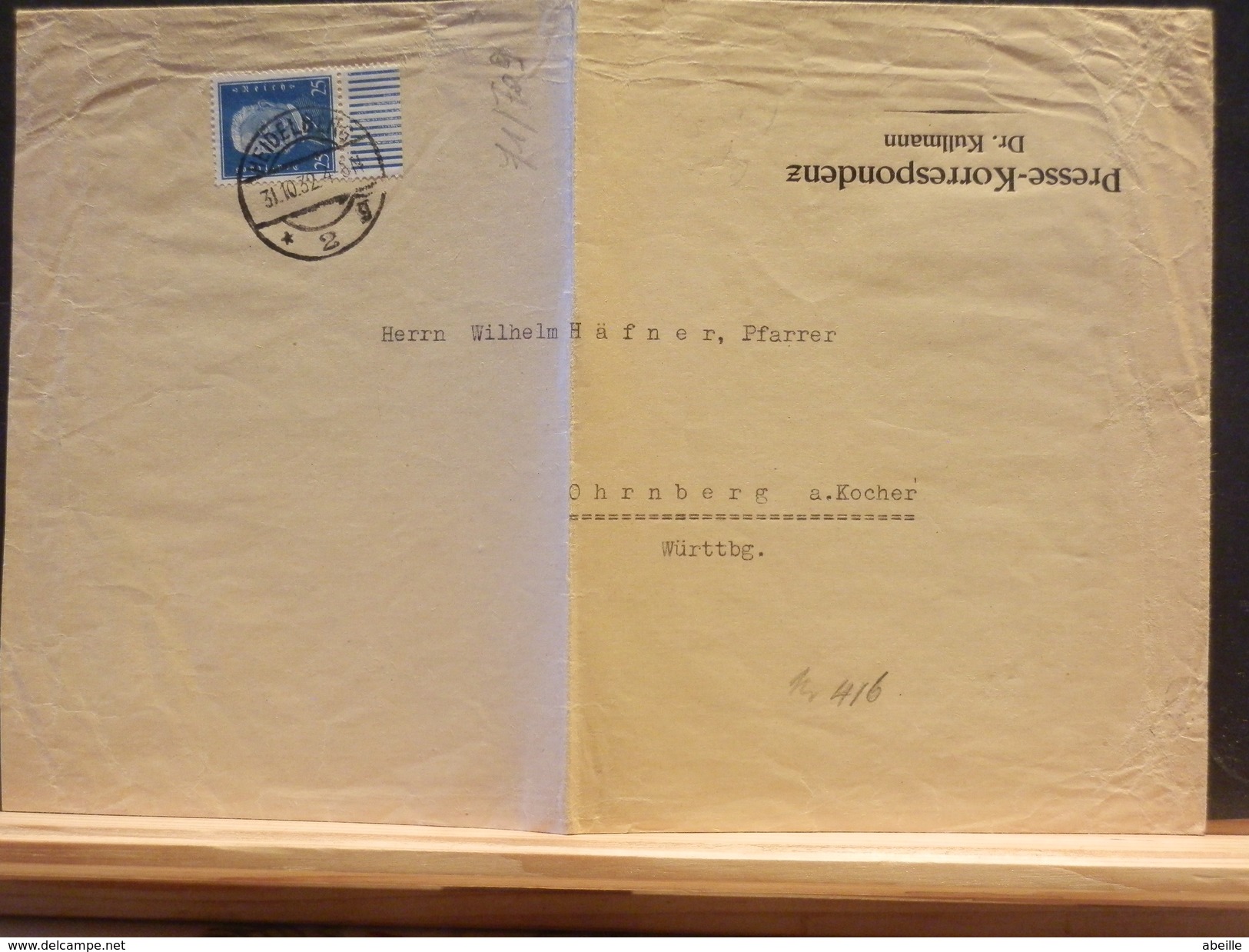 71/409   LETTRE ALLEMAGNE  1932 - Briefe U. Dokumente