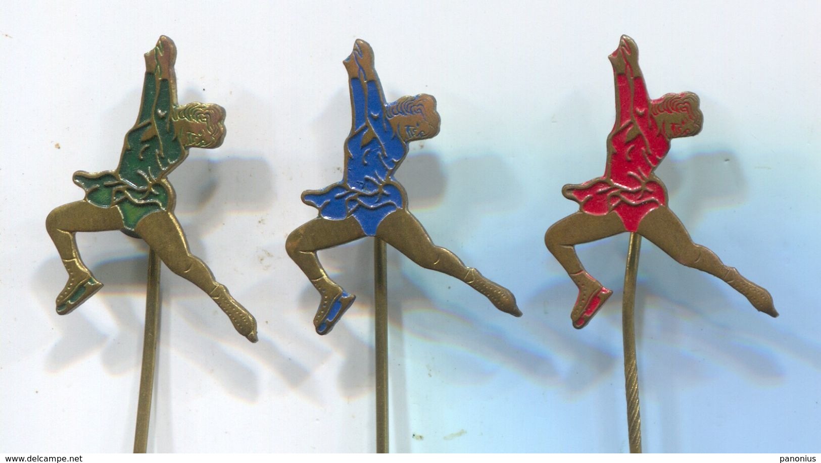 Ice Figure Skating -  Vintage Pin, Badge, Abzeichen 1960s, 3 Pcs - Eiskunstlauf