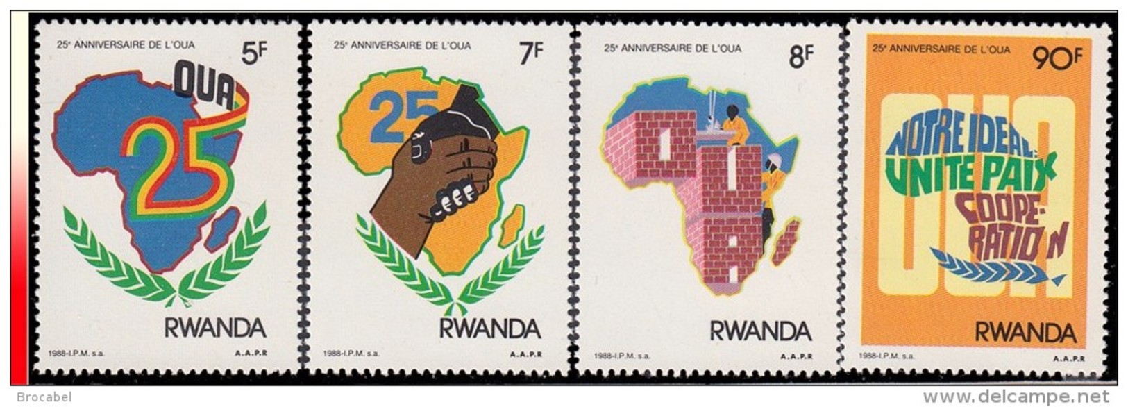 Rwanda 1333/36**  25è Anniversaire De L'O.U.A  MNH - Neufs