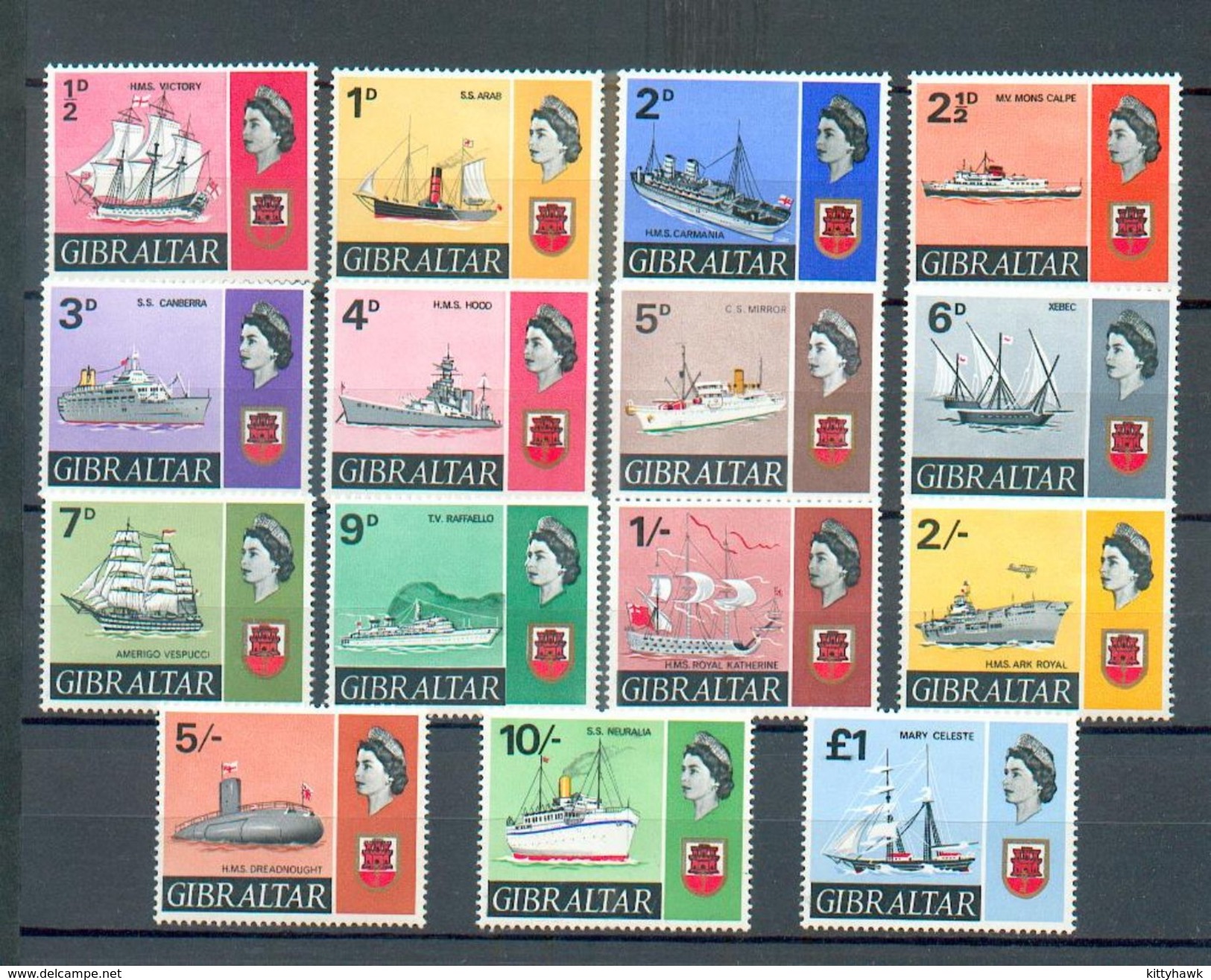 B 172 - GIBRALTAR - YT 184 à 197 * Trace De Charnière Légère - Gibilterra