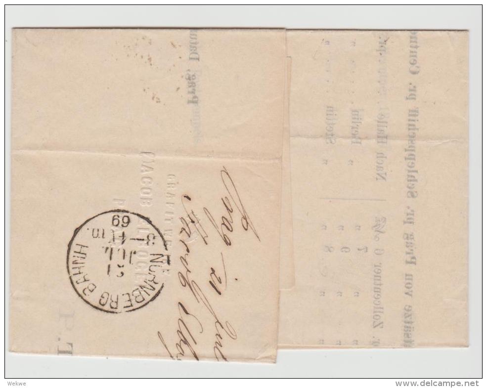 A-KI264 / Firmendrucksache Prag 1869 Nach Bayern (Franken) - Briefe U. Dokumente