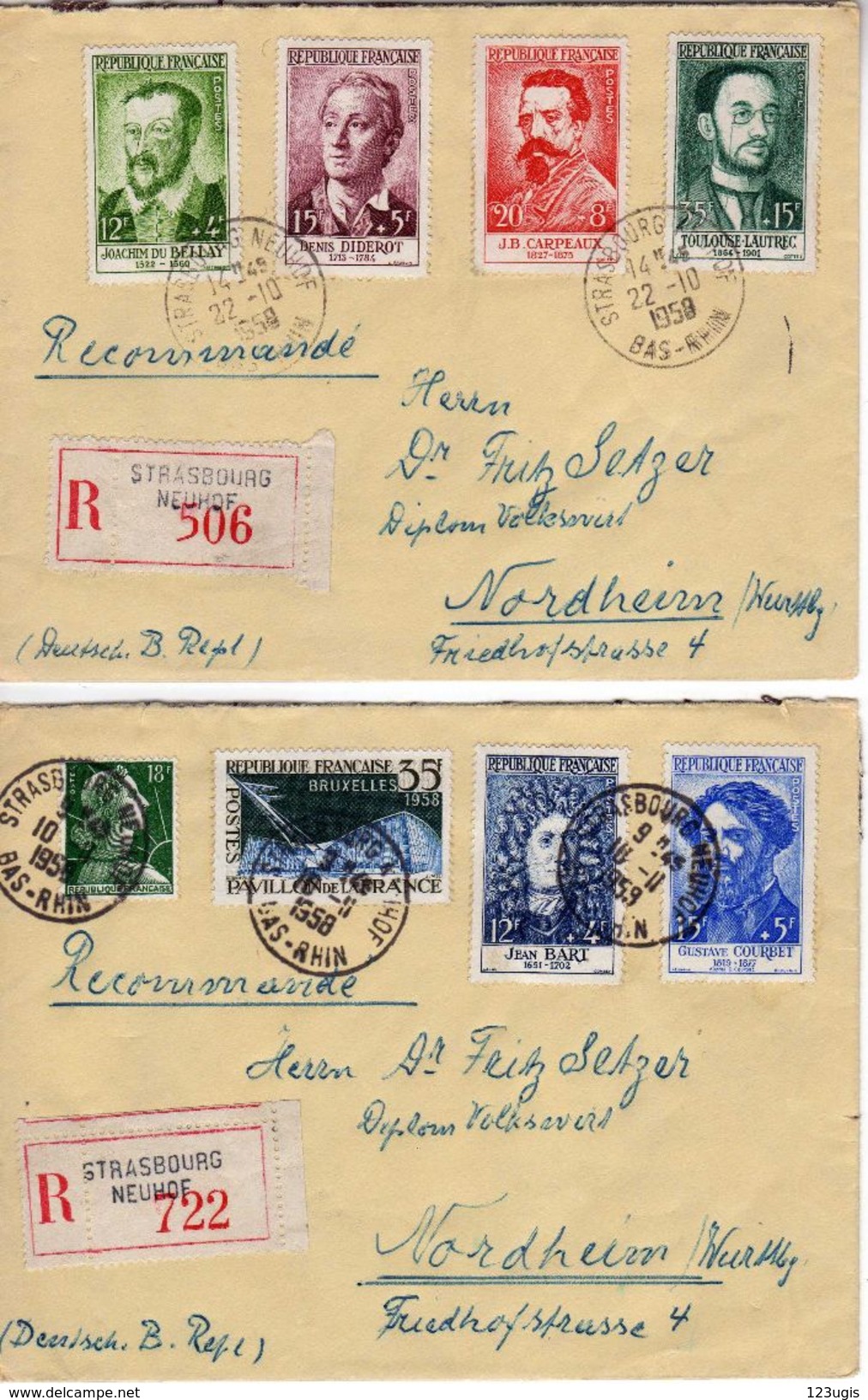 Frankreich/France, 1958 Mi 1202-1207 + 1192 Auf Brief [251217KIV] - Briefe U. Dokumente