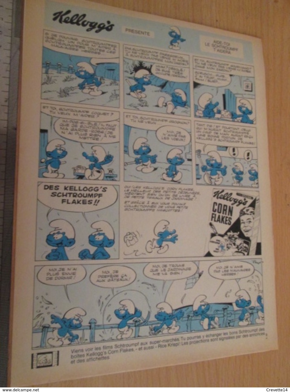 Page De Revue Des Années 60/70 : PUBLICITE LES SCHTROUMPFS POUR KELLOGG'S  , Dimension Page  A4 - Schtroumpfs, Les - Los Pitufos