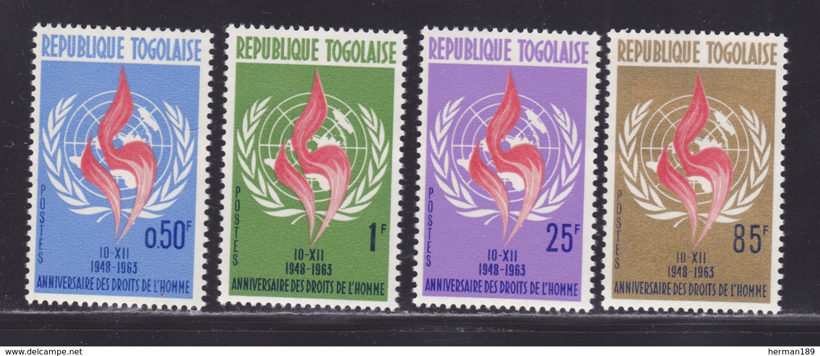 TOGO N°  390 à 393 ** MNH Neufs Sans Charnière, TB  (D3407) Droits De L'homme - Togo (1960-...)