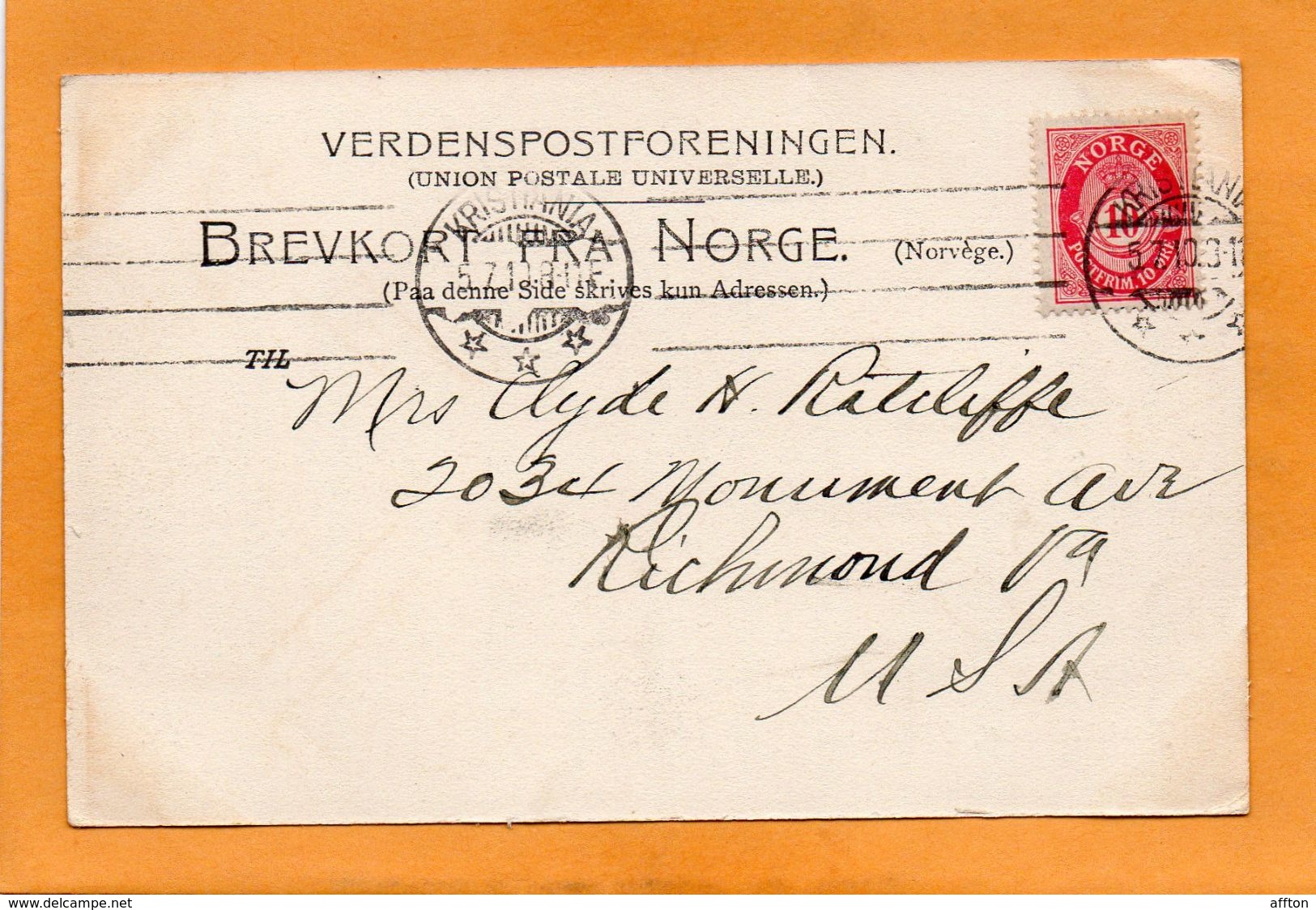 Christiania Yachtklubhuset Norway 1910 Postcard - Norway