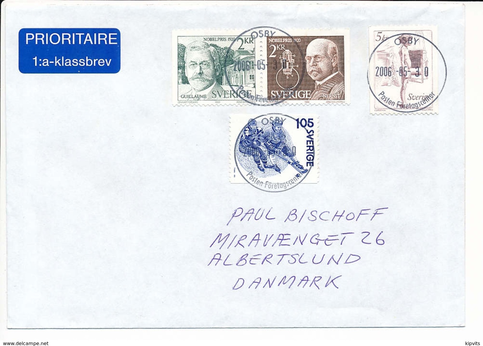 Multiple Stamps Cover - 30 May 2006 Osby To Denmark - Brieven En Documenten