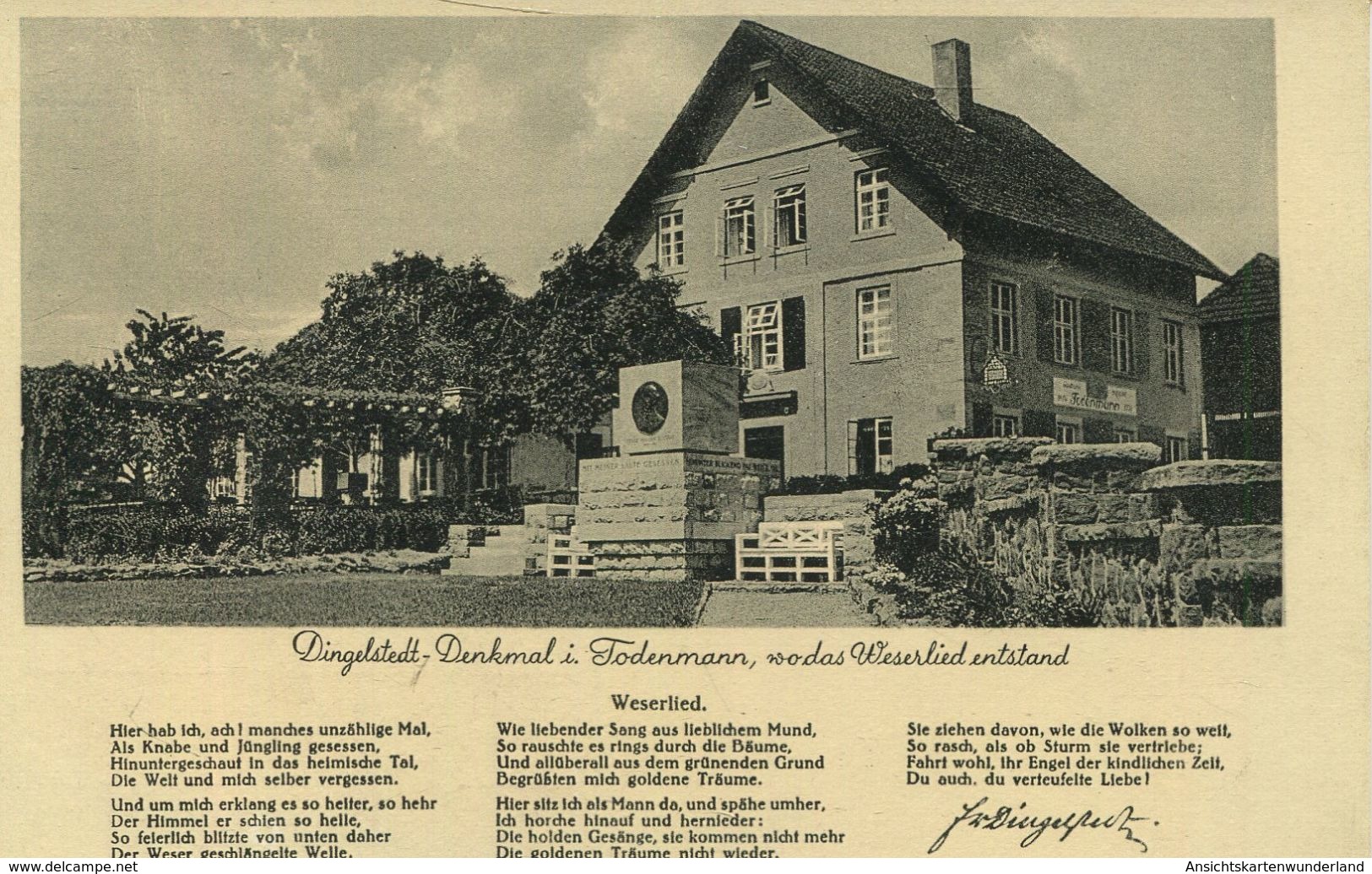 Rinteln - Dingelstedt-Denkmal I. Todenmann. Gasthaus U. Pensionshaus "Reese-Todenmann" (002693) - Rinteln