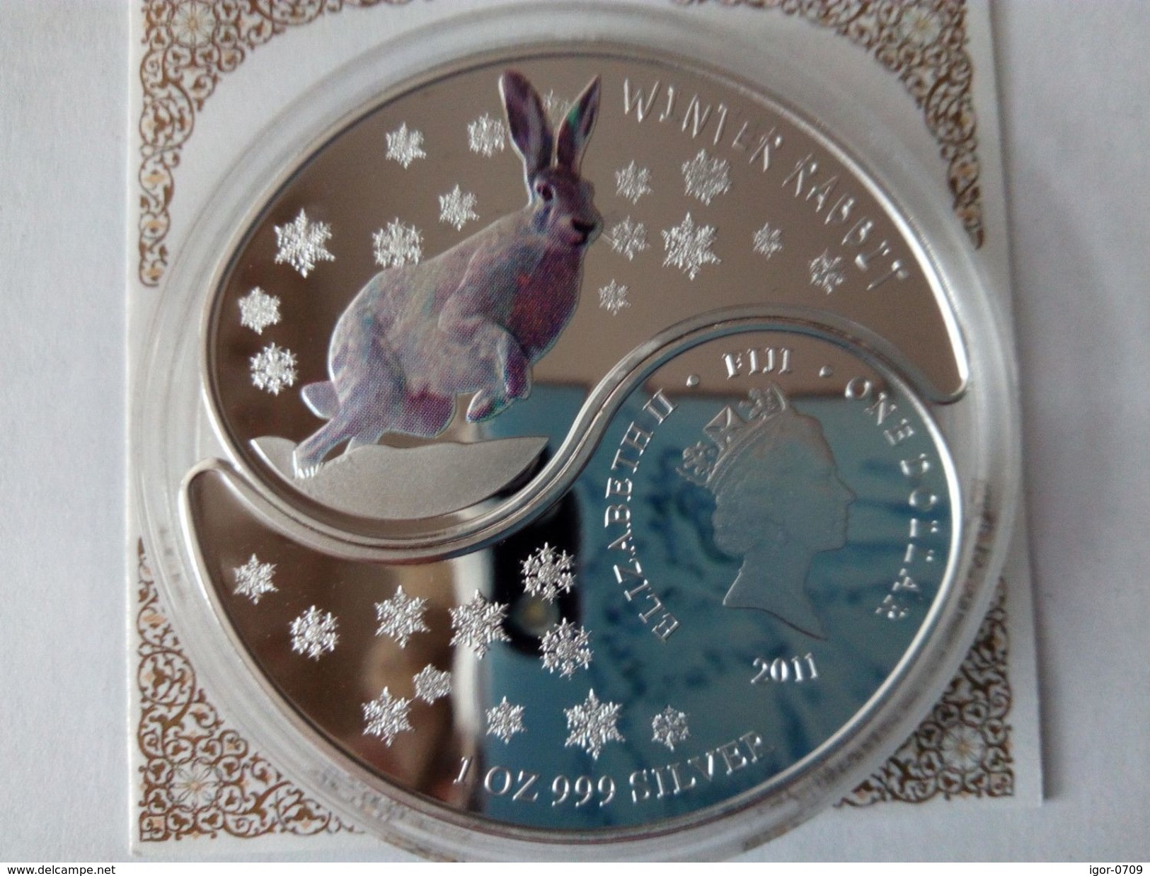 FIJI 2011 SET 2 COINS YEAR OF RABBIT YIN-YANG FORM 62.2 GR 2X1dollar Silver COA AND BOX - Fiji