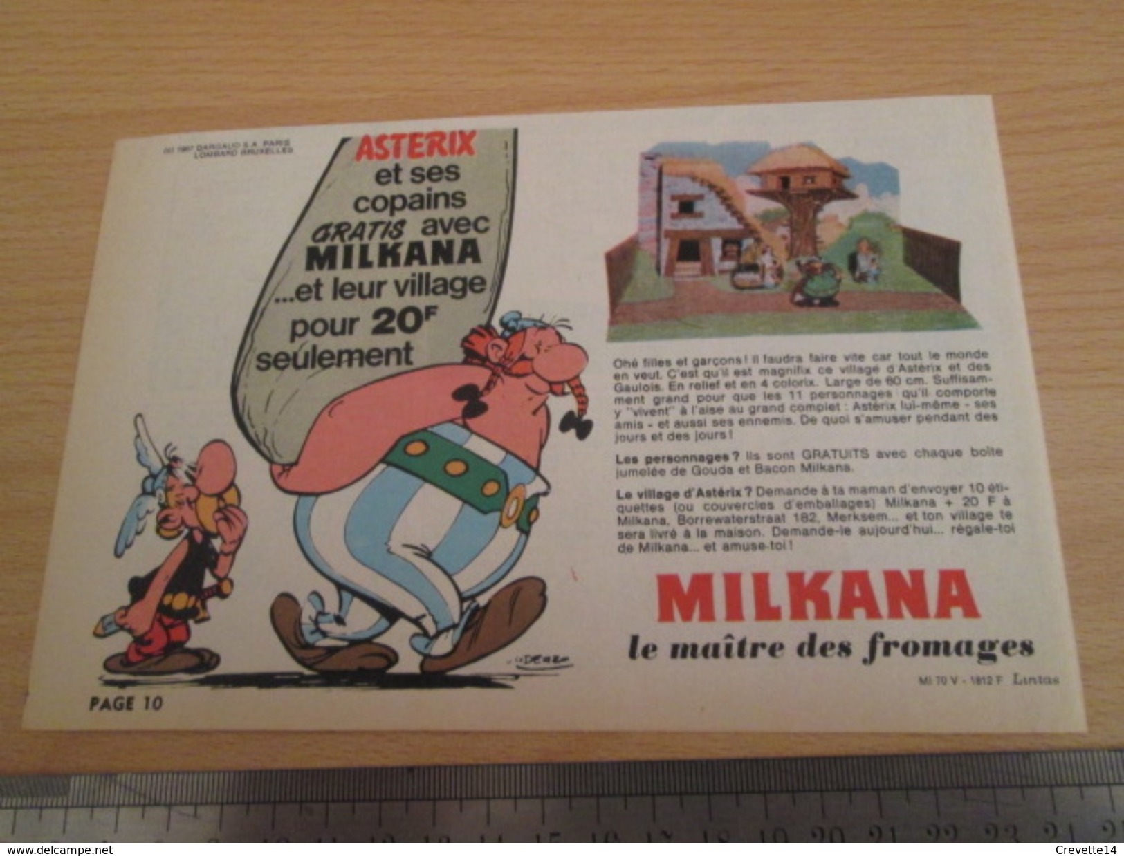 Page De Revue Des Années 60/70 : PUBLICITE VILLAGE D'ASTERIX DECOUPIS FROMAGE MILKANA Format : Voir Règle Sur La Photo - Sammelbilder