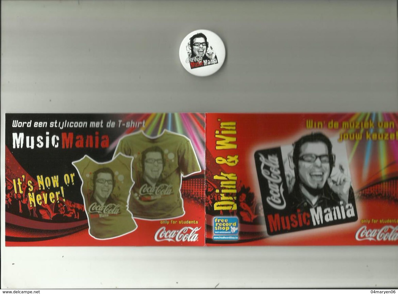 -  **  1 X  Cocacolakaart +  Badge     ** -- MUSIC  MANIA -- - Other & Unclassified