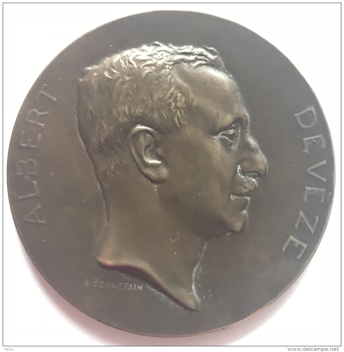 Médaille Bronze. Albert Devèze. En Commémoration De Son XXVe Anniversaire Professionel 1902-1927. A. Bonnetain. 55mm-59g - Professionnels / De Société