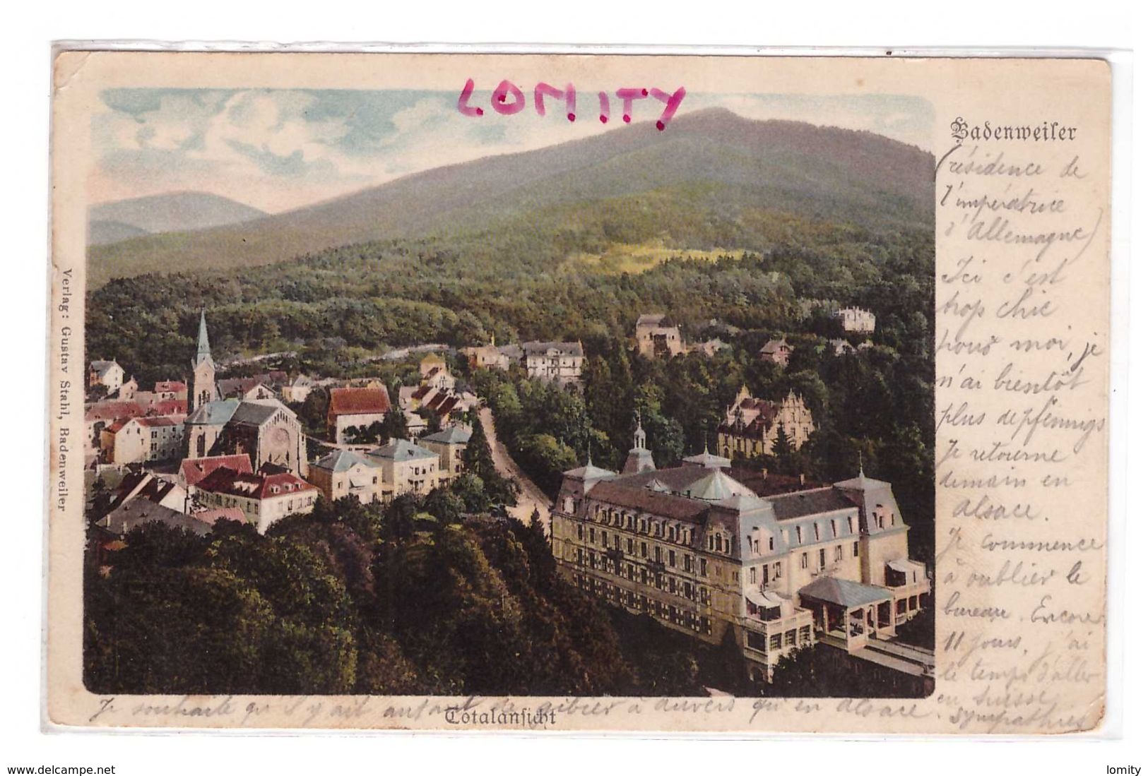 Allemagne Badenweiler Totalansicht Cpa Cachet Badenweiler 1904 - Badenweiler