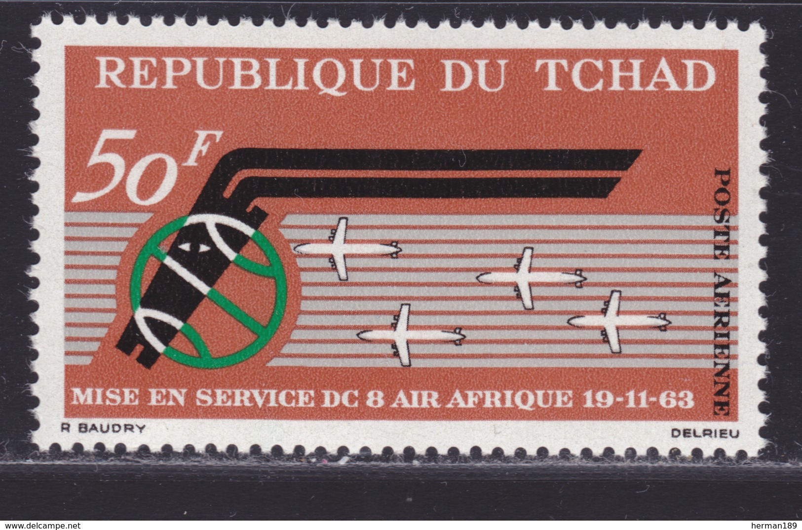 TCHAD AERIENS N°   10 ** MNH Neuf Sans Charnière, TB  (D3424) Air Afrique Et DC8 - Chad (1960-...)