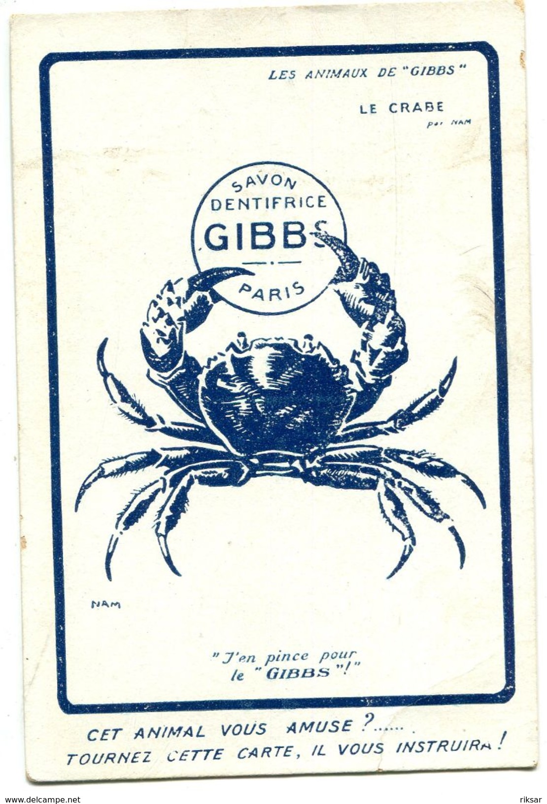 PUBLICITE(SAVON DETIFRICE GIBBS) DENT(CRABE) - Advertising