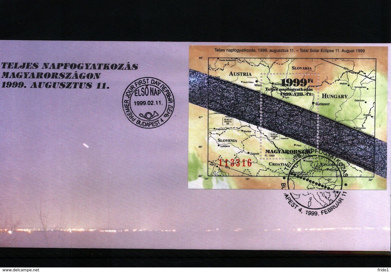 Hungary 1999 Total Solar Eclipse Michel Block 247 FDC - Astronomy