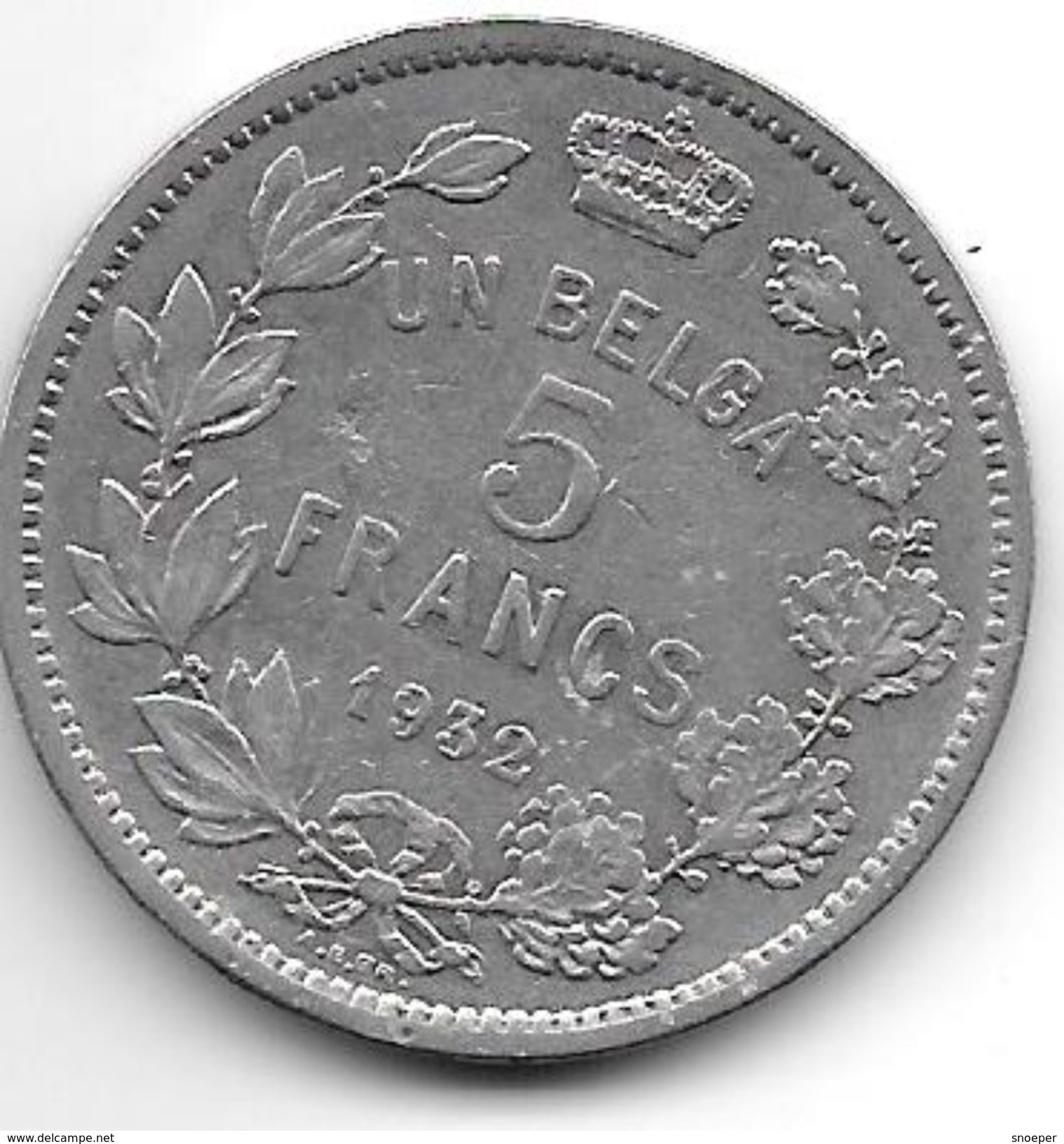 Belguim 5 Francs   1932 French Pos B  Vf - 5 Francs & 1 Belga