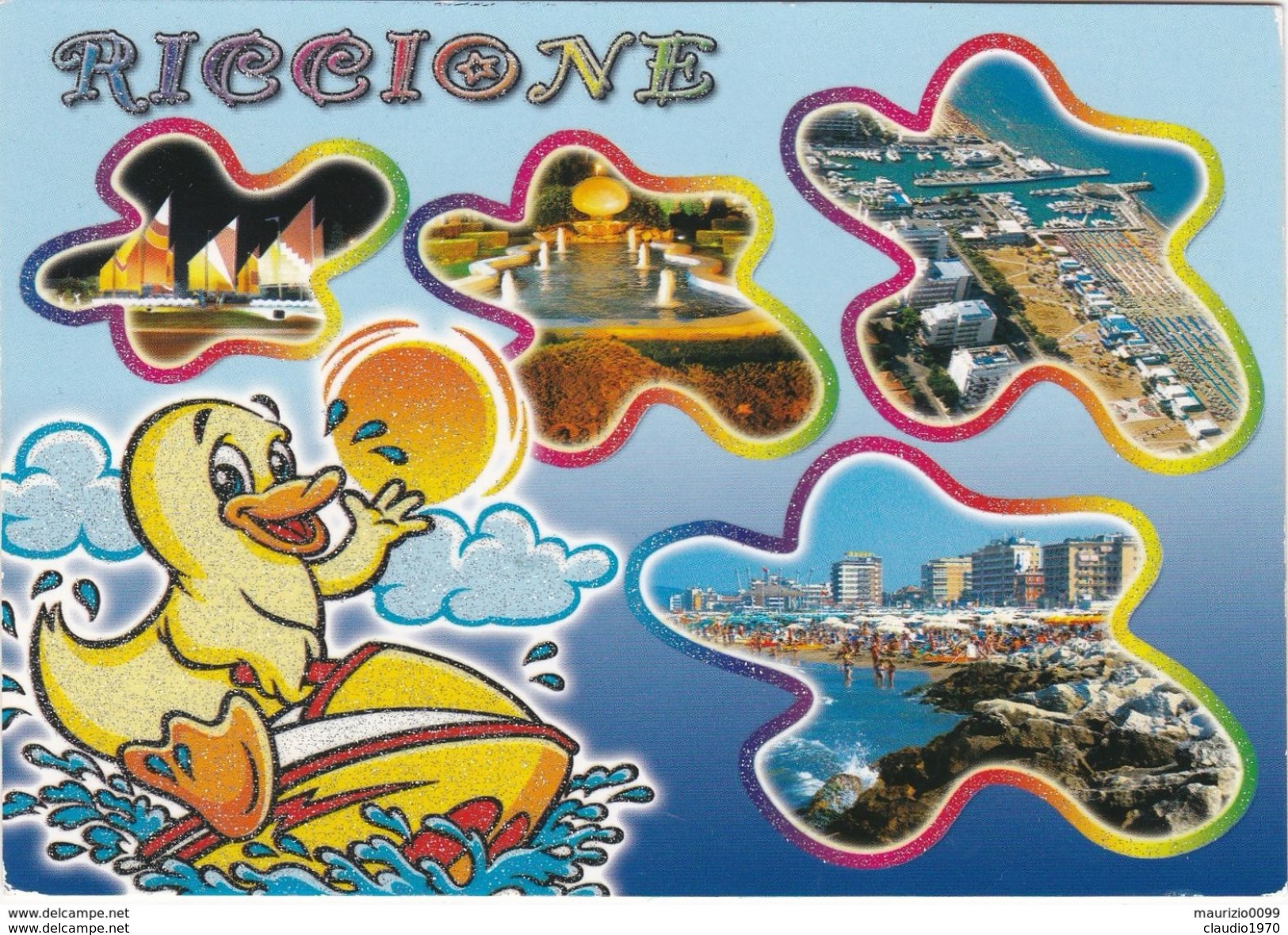 CARTOLINA - POSTCARD - RIMINI - RICCIONE - CON FRANCOBOLLI JUVENTUS CAMPIONE D' ITALIA 2014 - Rimini