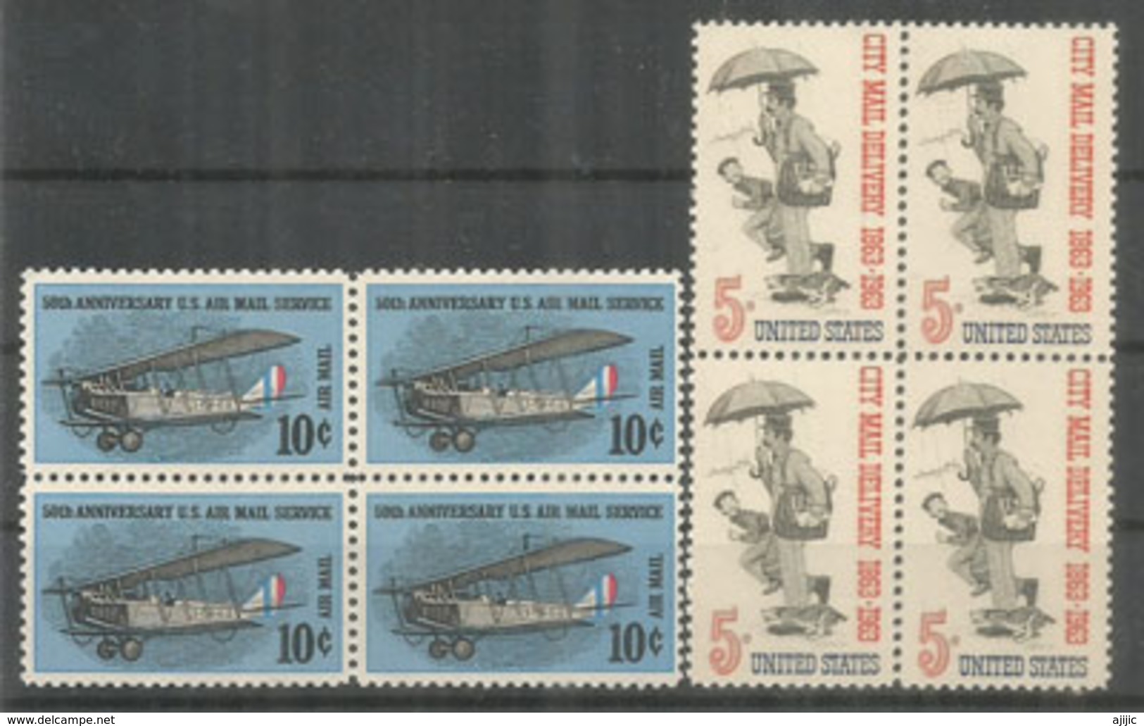 USA: Air Mail Service & City Mail Delivery.  2 Blocs De 4 Neufs ** - Post