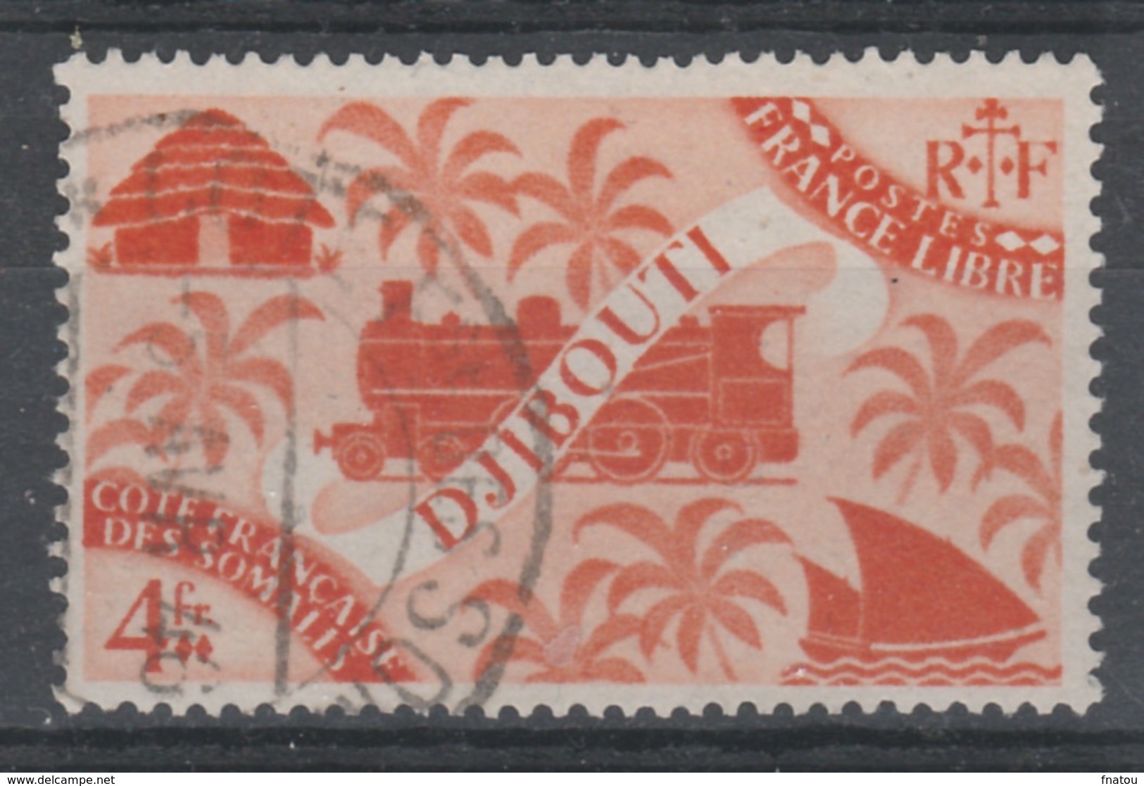 French Somali Coast, London Set, 4f., 1943, VFU - Usati