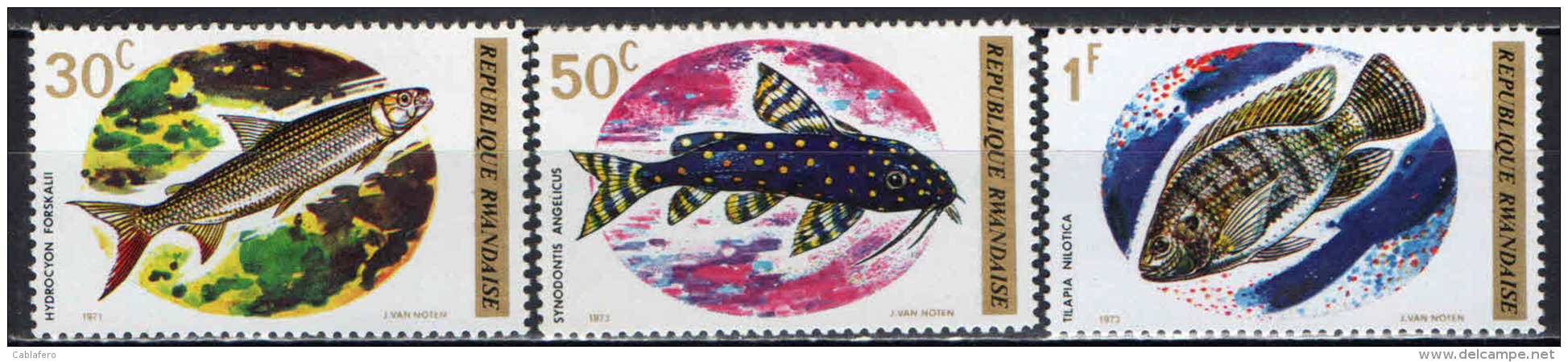 RWANDA - 1973 - PESCI - FISHES - MNH - Nuovi