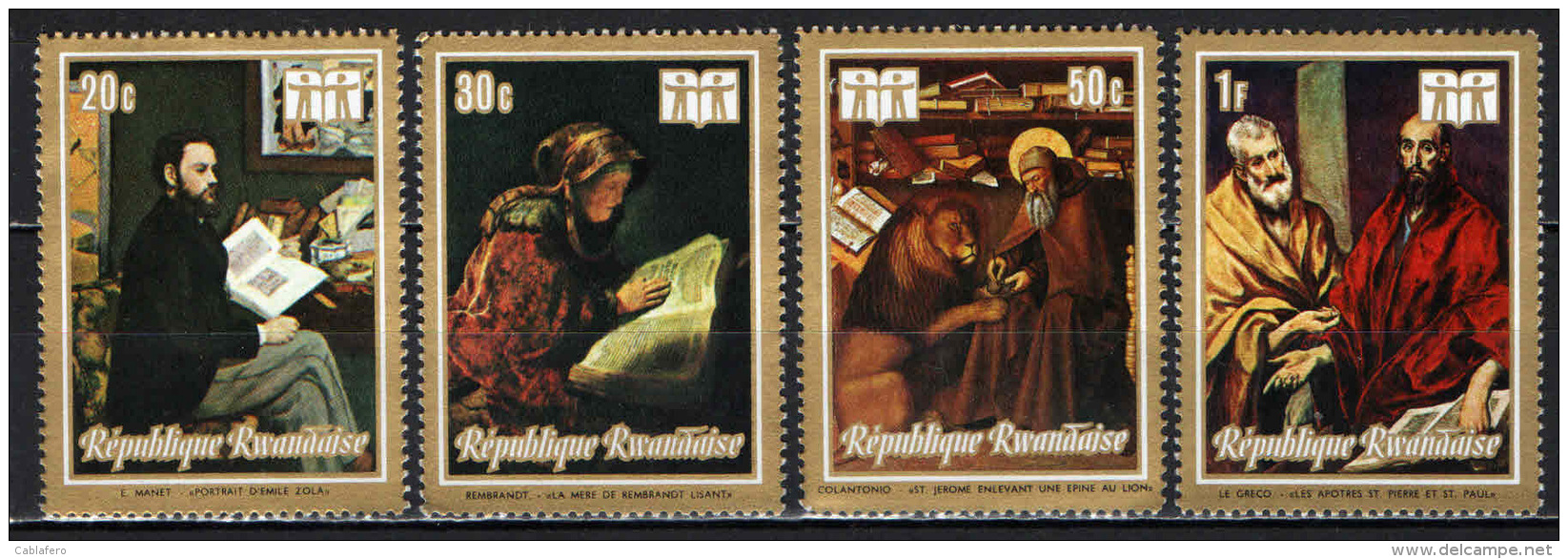 RUANDA - 1973 - OPERE D'ARTE: MANET, REMBRABDT, EL GRECO - PAINTINGS - NUOVI MNH - Nuovi