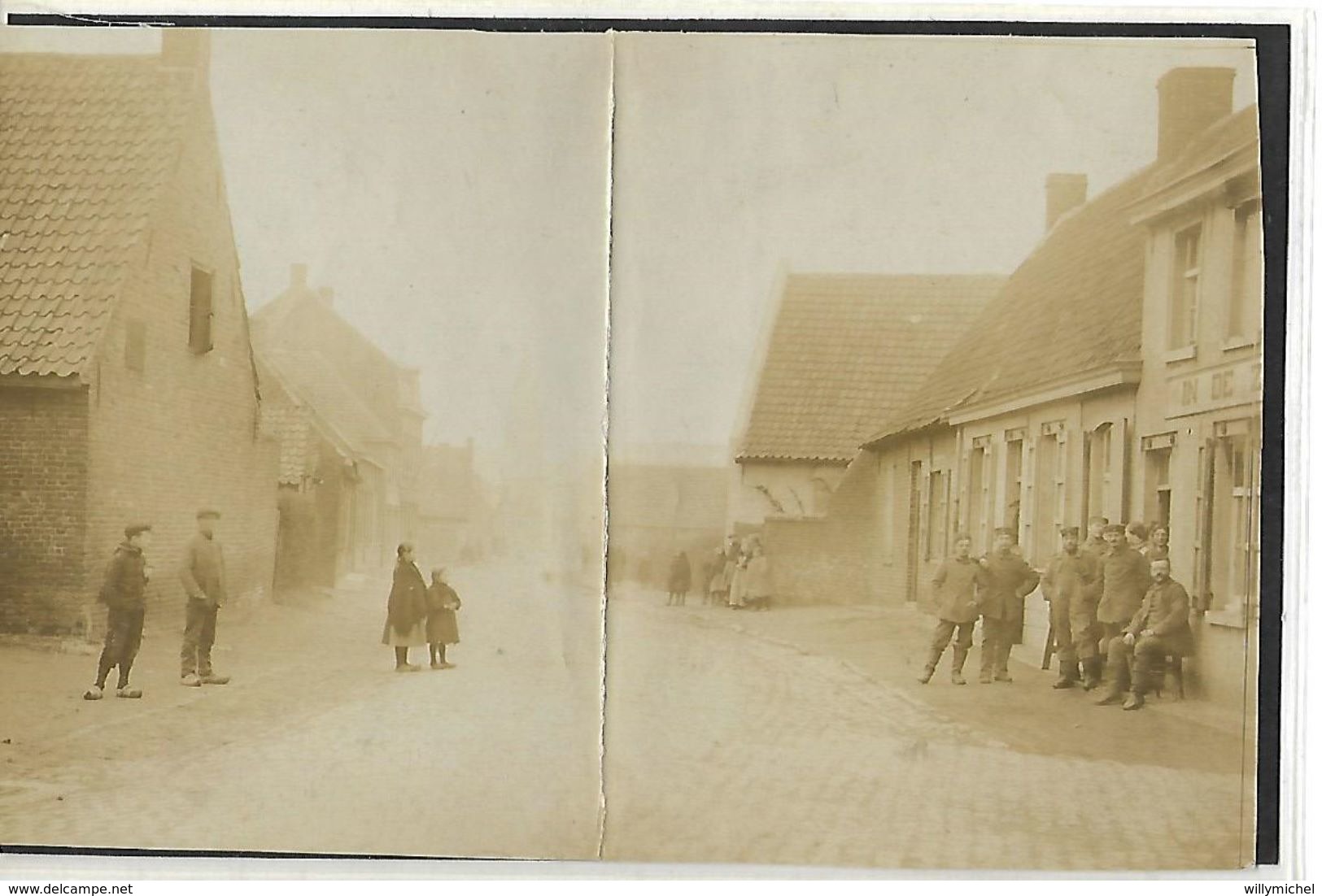 LENDELEDE  MOERFOTO UITGEVER  P  MAES TANGHE   K0RTRIJKSTRAAT  OP FOTOPAPIER   MET DUITSE SOLDATEN     ZELDZAAM   WO I - Lendelede