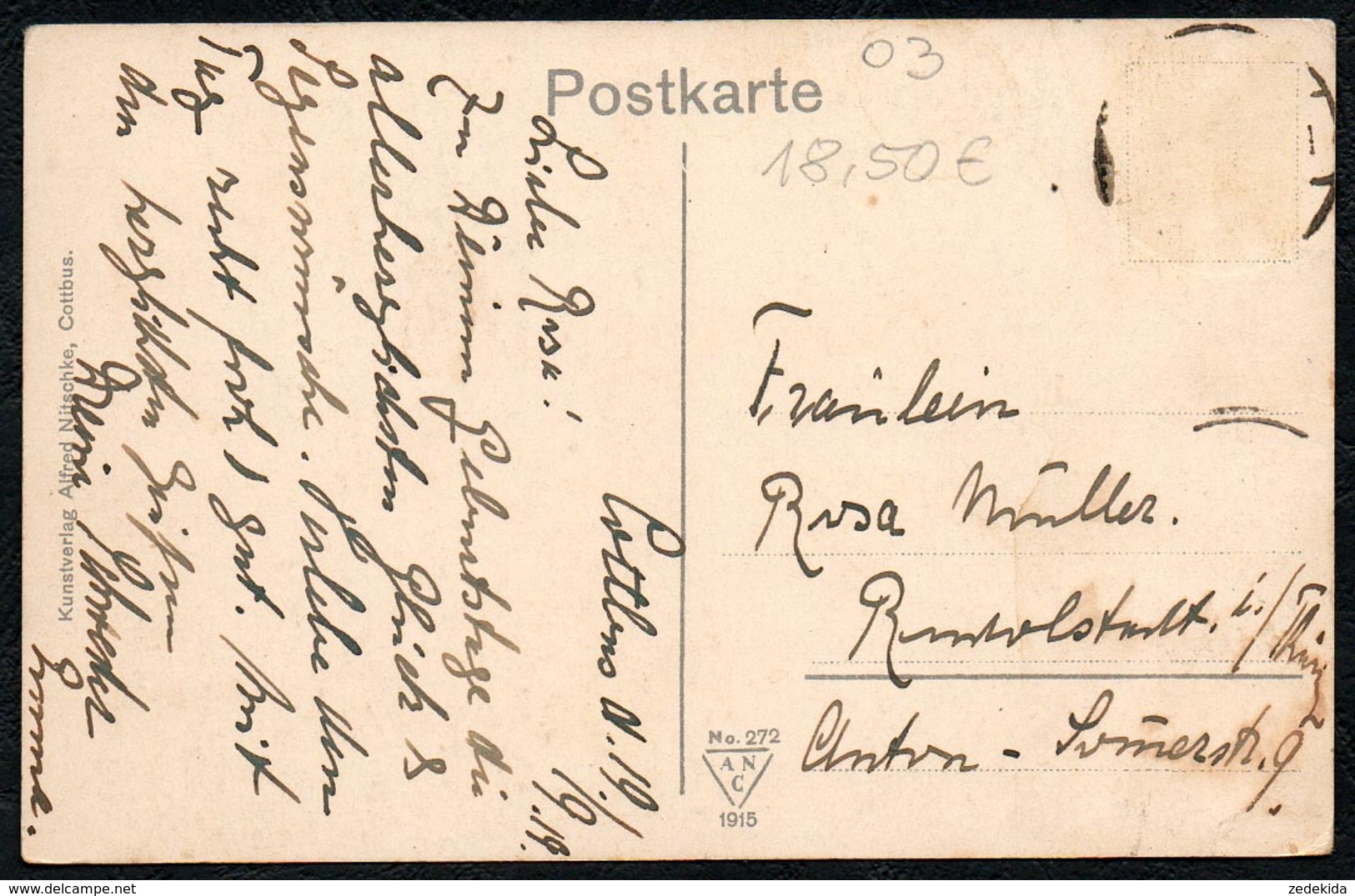 B0052 - Cottbus - Kaiser Wilhelm Platz - Alfred Nitschke - Gel 1919 - Cottbus