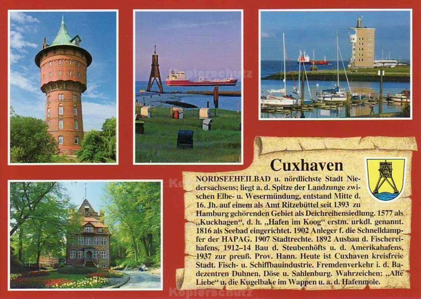 Ansichtskarte, Chronikkarte Mit Wappen Von Cuxhaven - Cuxhaven