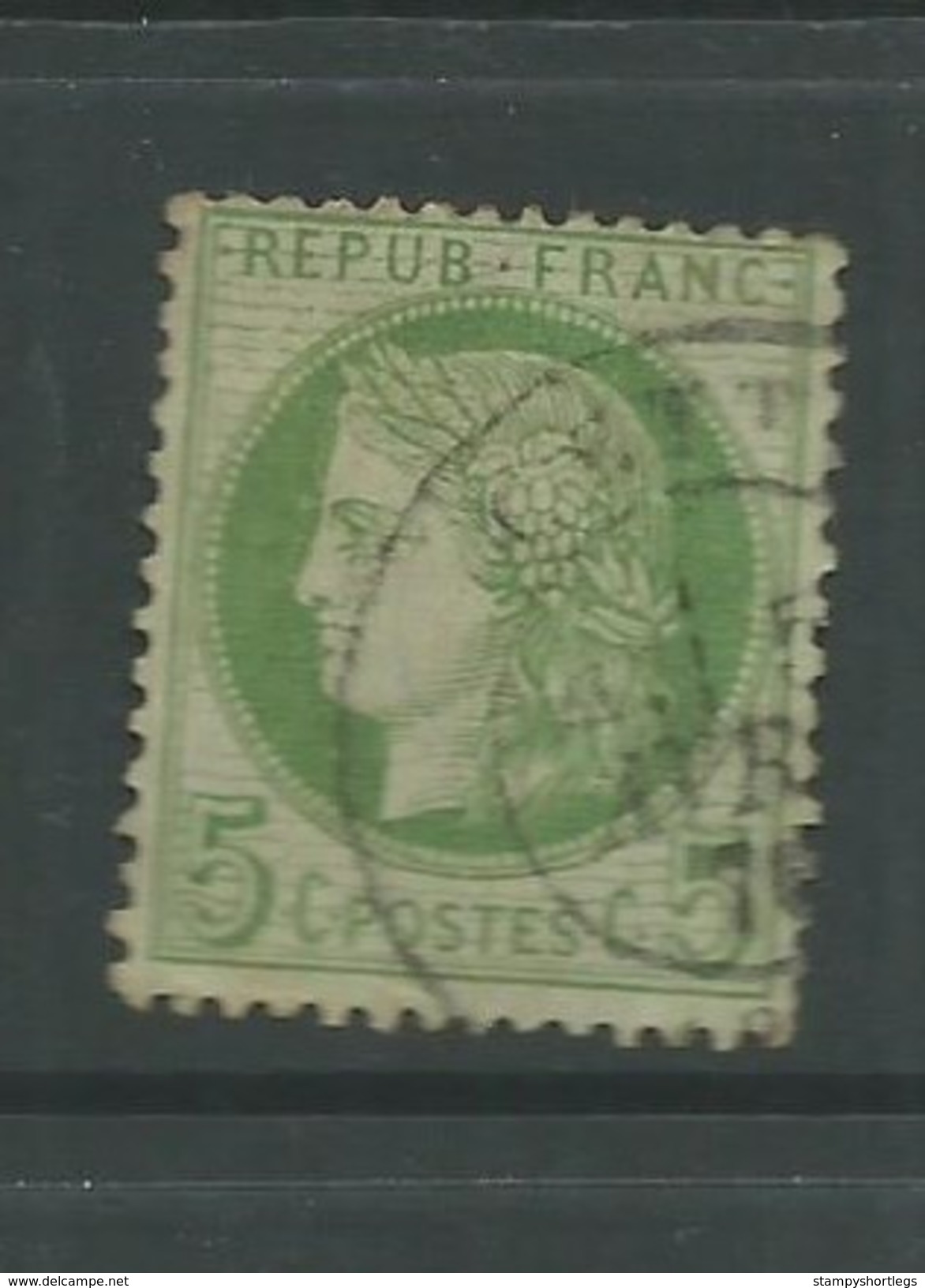 France 1871 5 Cent Green Good Used - 1871-1875 Cérès