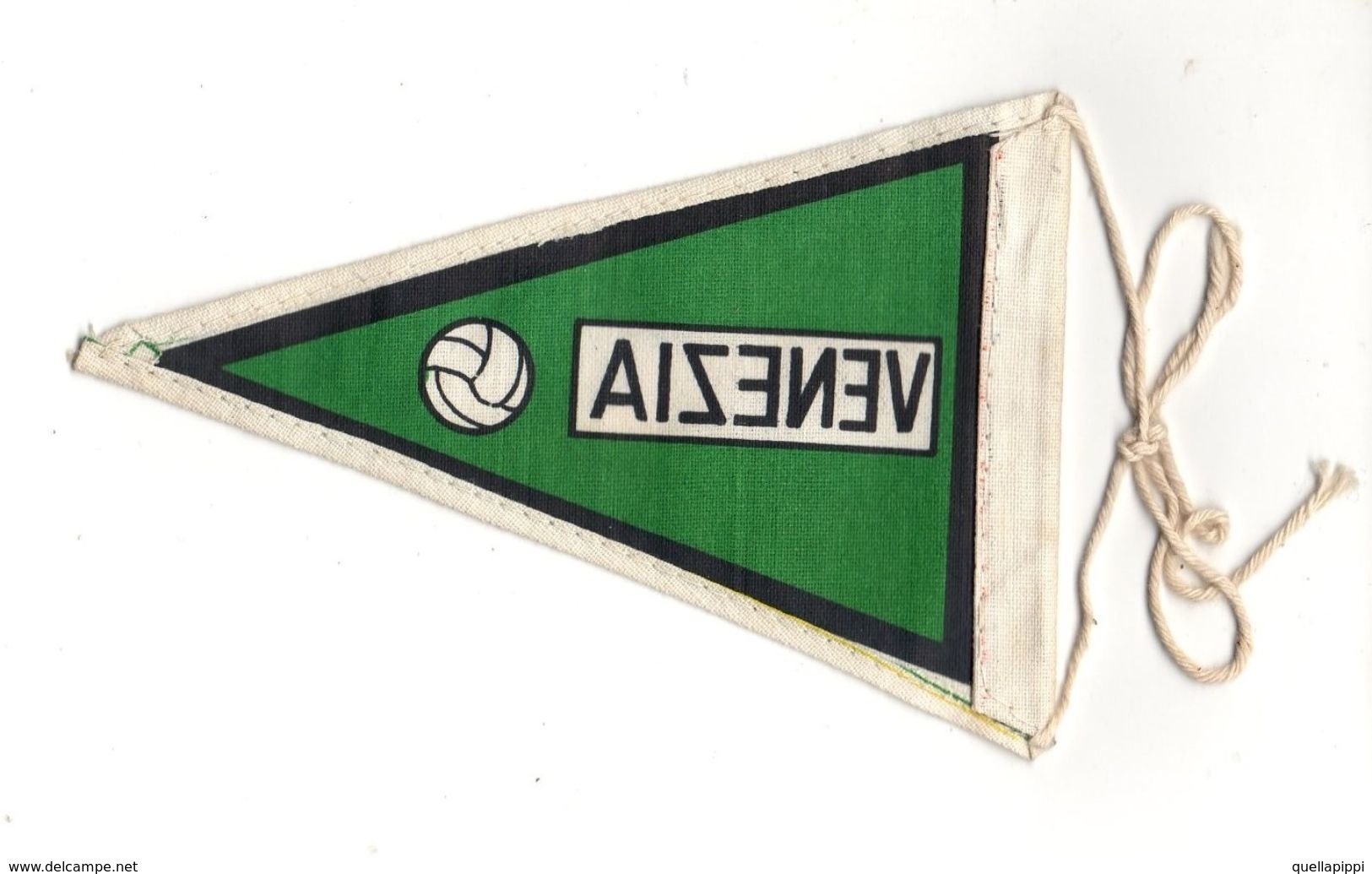 07087 "VENEZIA FOOTBALL CLUB - BANDIERINA BIFRONTE IN STOFFA CON LEGACCI" ANNI '70 ORIG. - Abbigliamento, Souvenirs & Varie