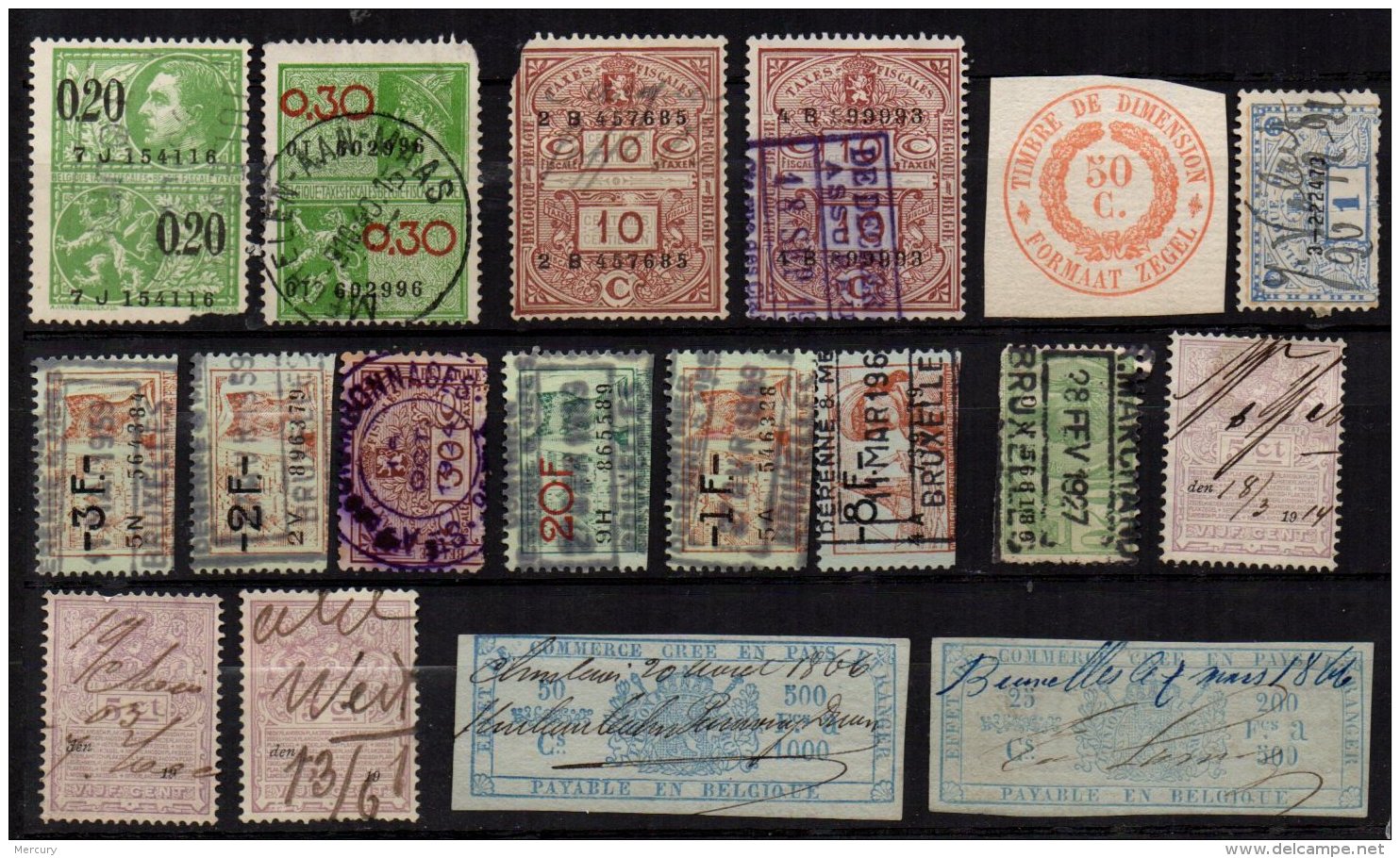 BELGIQUE - Bon Lot De 18 Fiscaux - Stamps