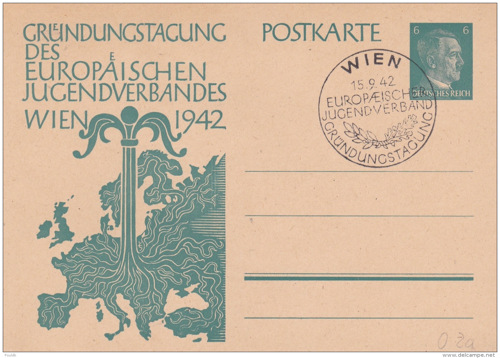 Third Reich 1942 Postal Stationary Gründungstagung Des Europäischen Jugendverbandes Wien - Used (DD9-34) - Briefe U. Dokumente