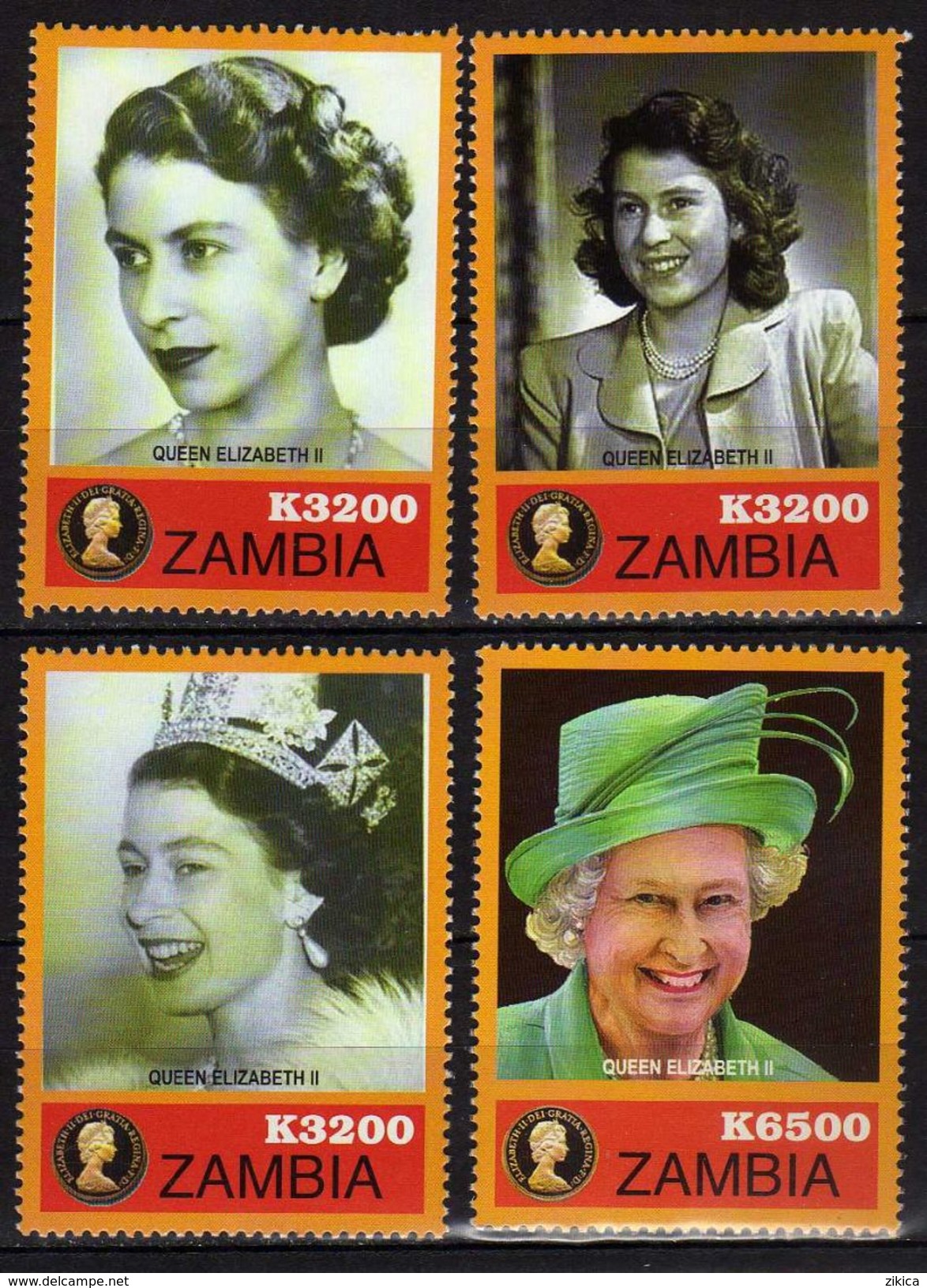 Zambia 2006 The 80th Ann. Of The Birth Of Queen Elizabeth II.LOT - 3v. And Bl.stamp.**MNH - Zambia (1965-...)