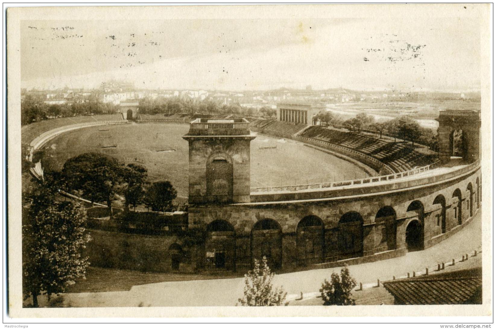 ANNULLO POSTALE MECCANICO A ONDE Con Lettera R  11.8.1924  Su Cartolina Arena Di Milano - Storia Postale