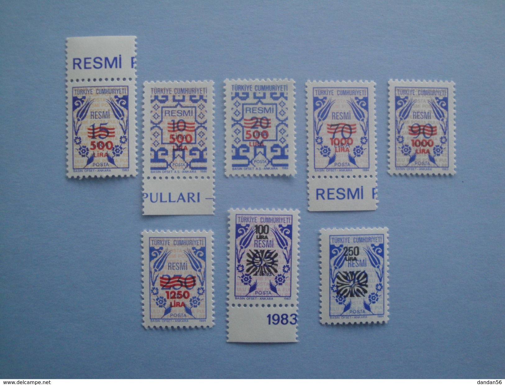 1989 1991 Turquie Yv Service 182/9 **  Scott O183/90 Michel D186/93  SG Xxx - Timbres De Service