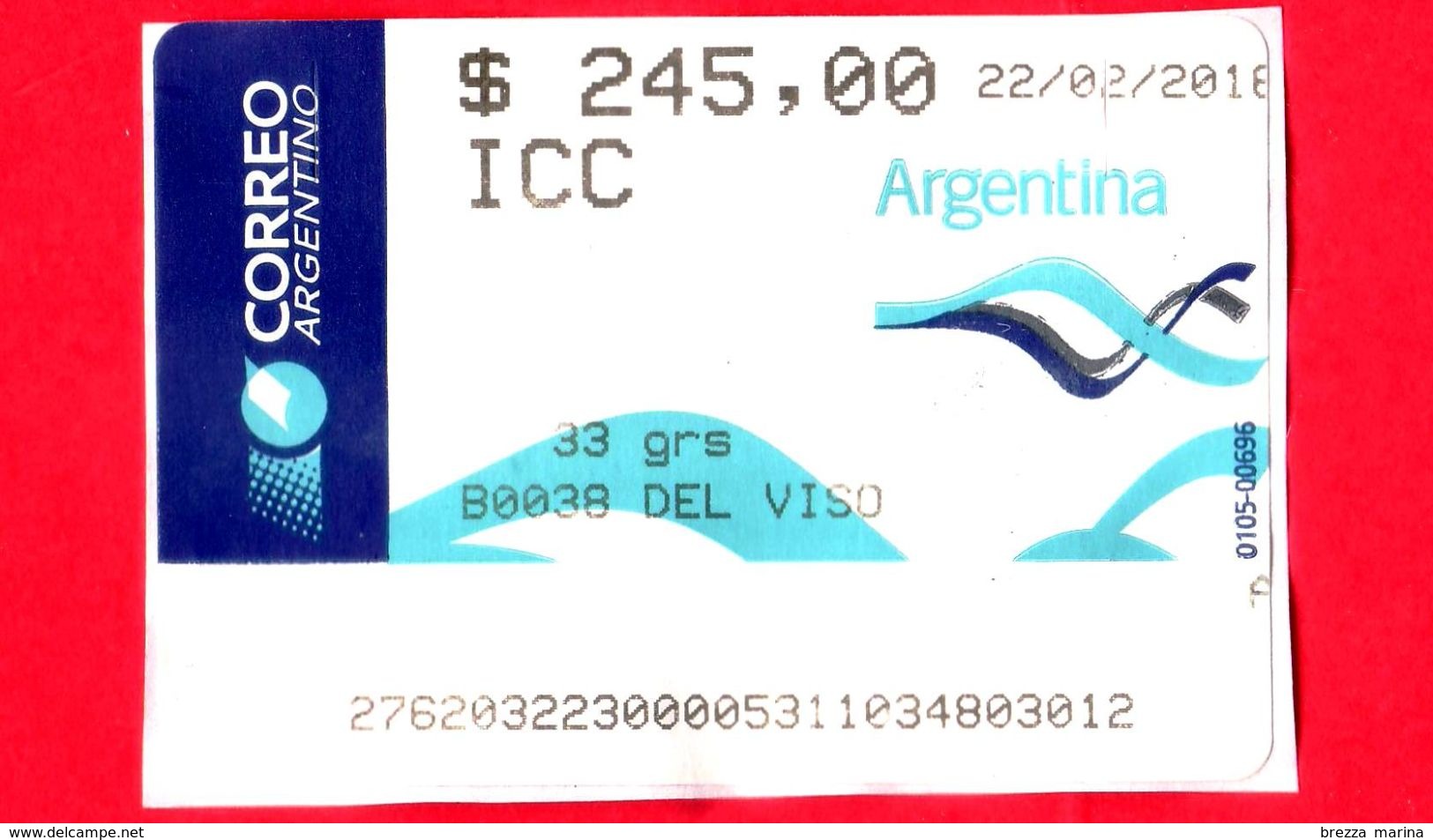 ARGENTINA - Usato - 2016 - ATM - Correo Argentino - Del Viso - 245.00 - Automatenmarken (Frama)